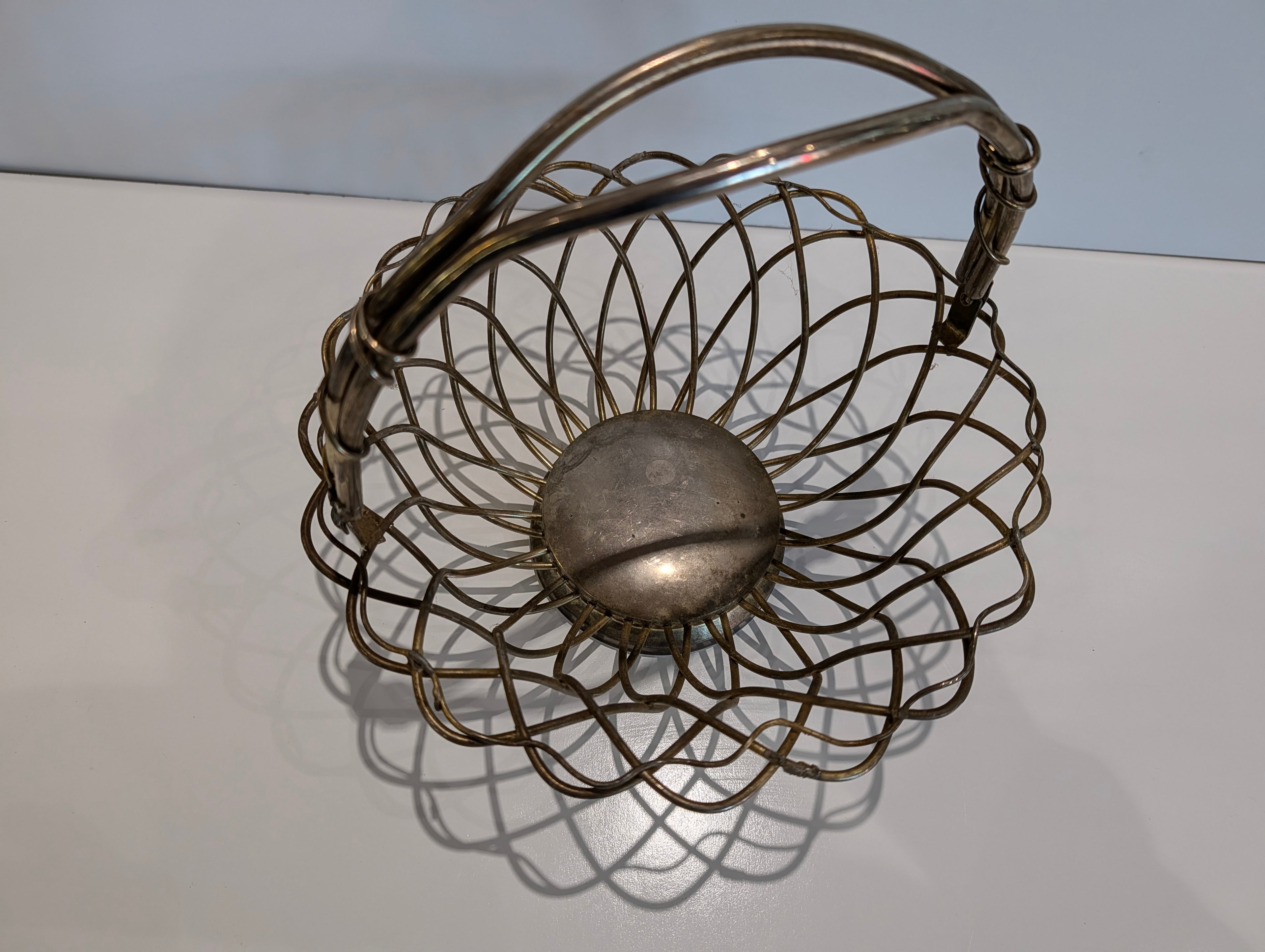Godinger Silver Tone Wire Basket With Handle Decorative Serving Fruit Bowl