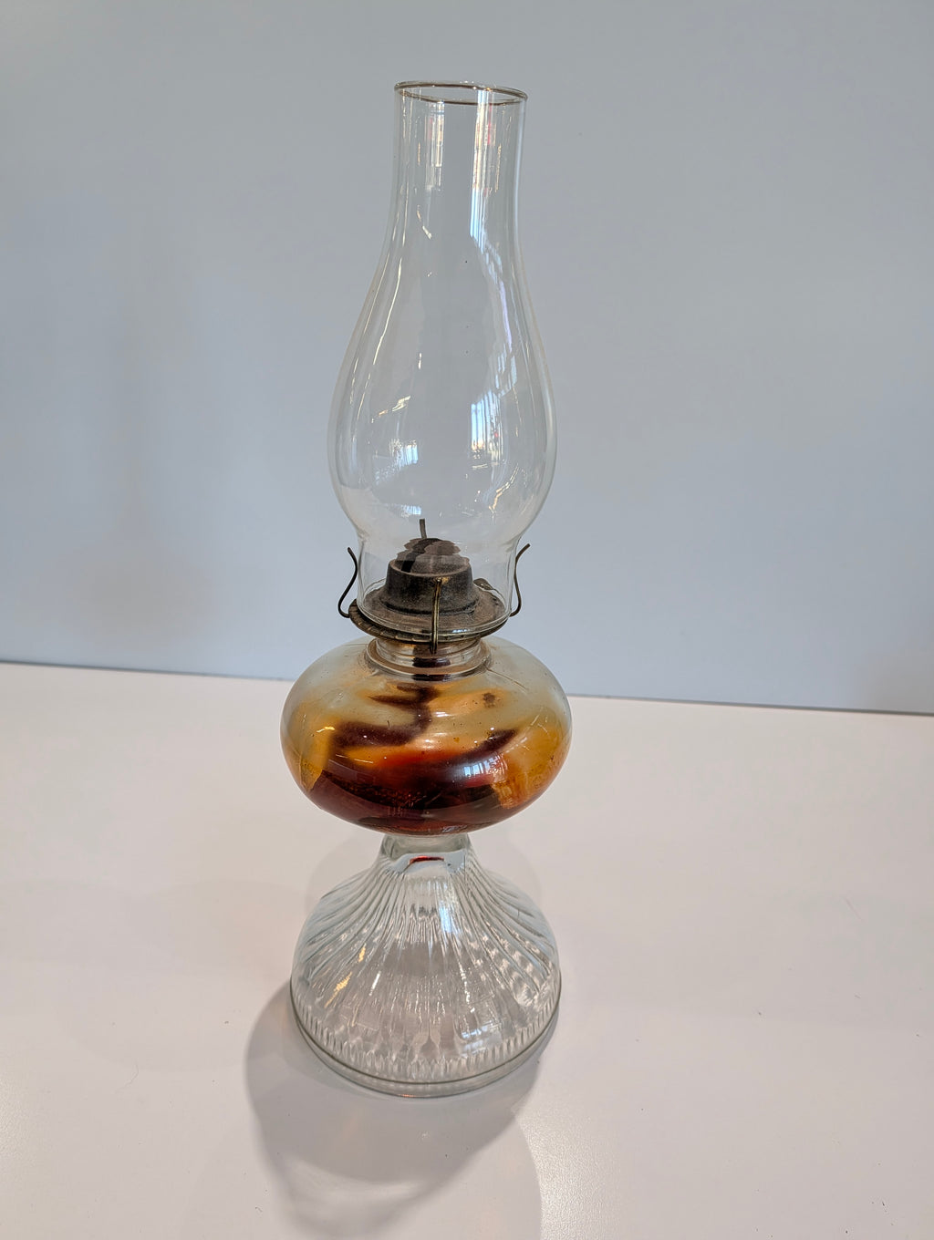 Vintage Glass Kerosene Oil Lamp Clear Chimney Hurricane Style Table Lamp