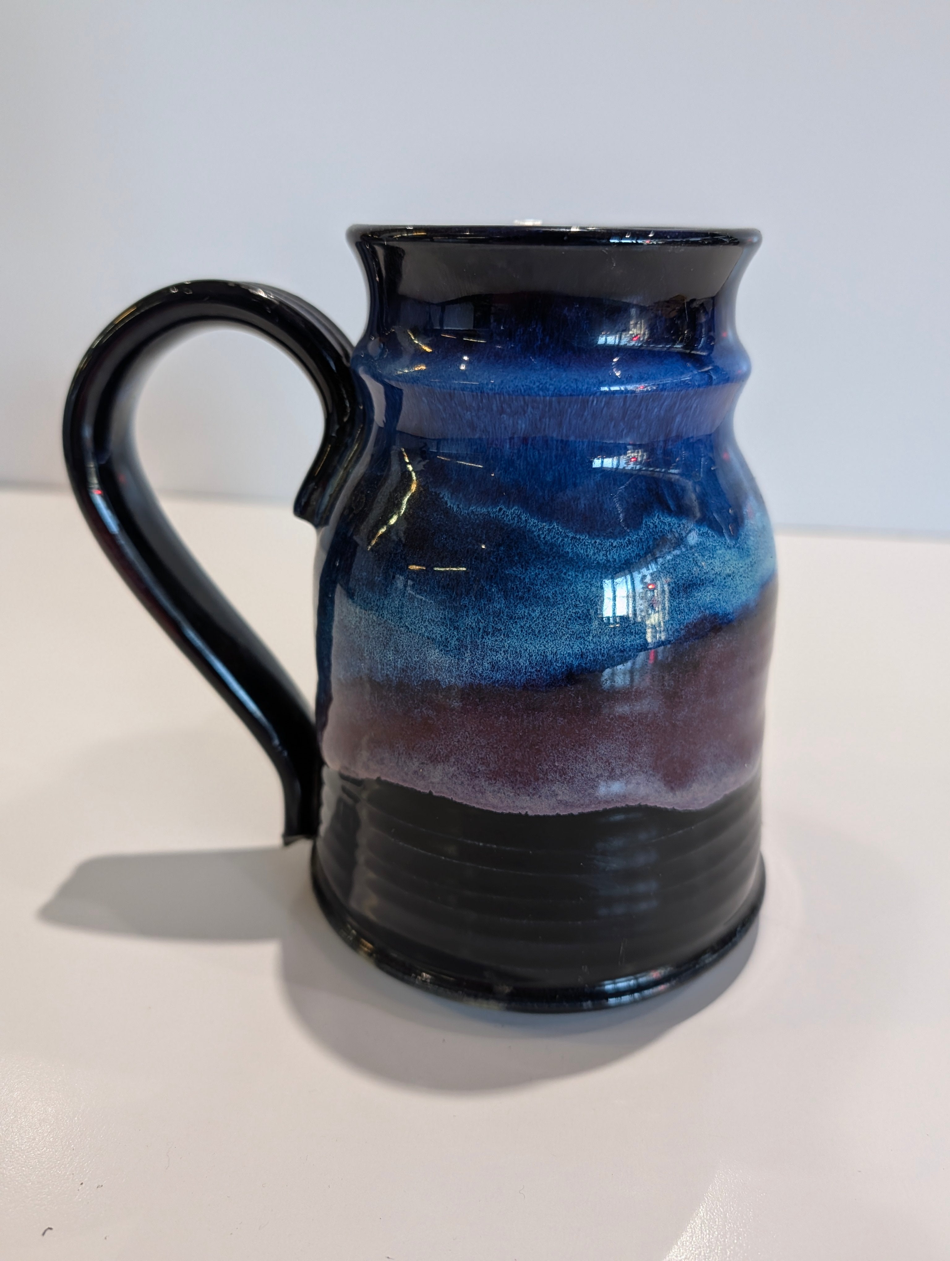 Studio Art Pottery Blue Purple Glazed Stoneware Pitcher Mug Handmade Style