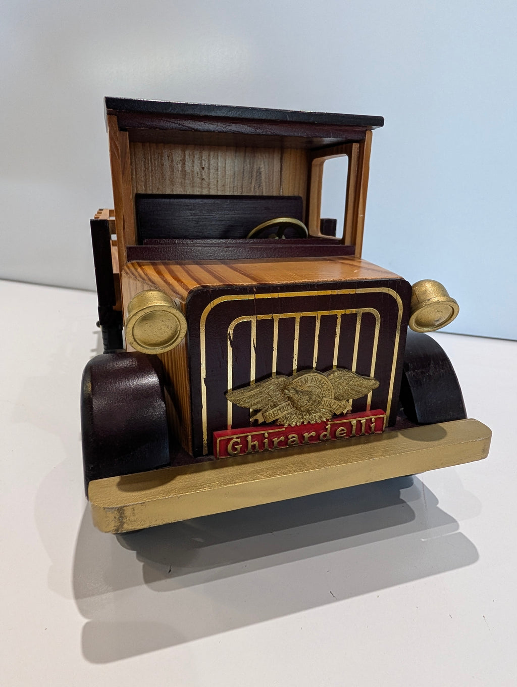 Vintage Ghirardelli Wooden Delivery Truck Coin Bank Chocolate Display