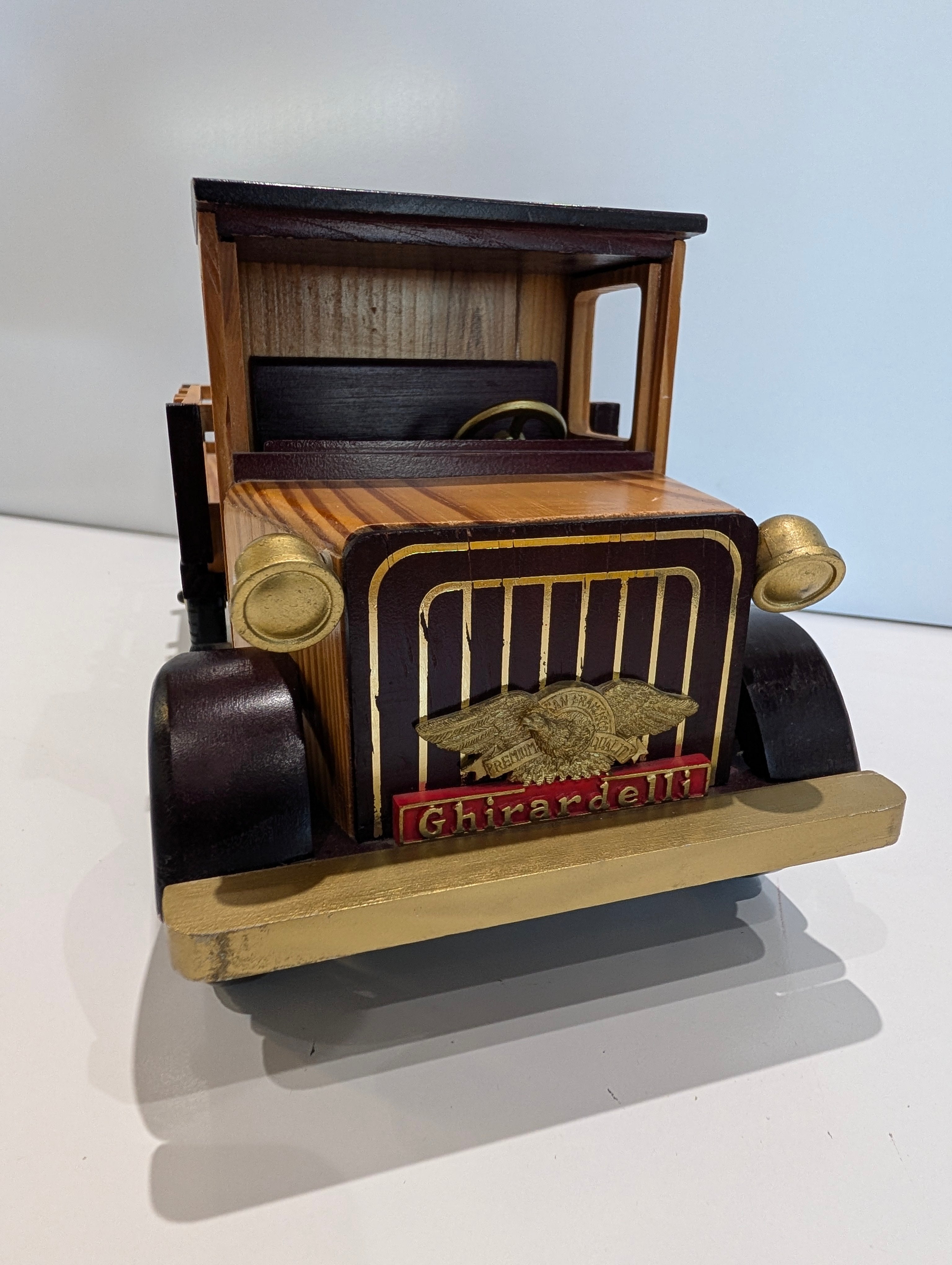 Vintage Ghirardelli Wooden Delivery Truck Coin Bank Chocolate Display