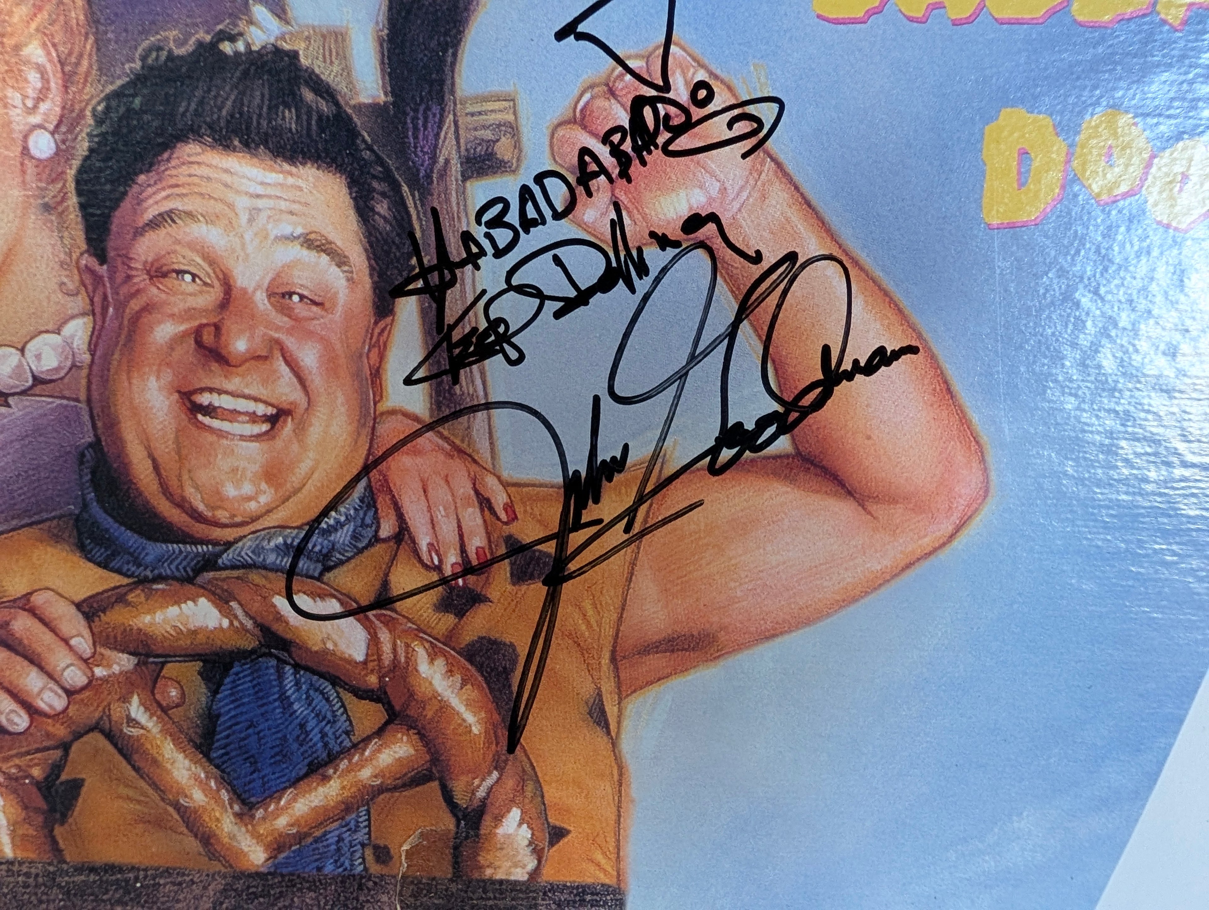 1994 The Flintstones Movie Cast Signed Display Standee John Goodman Rick Moranis