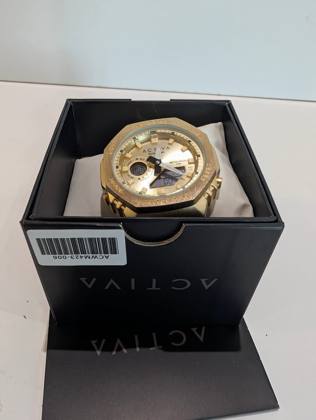 Activa Dual Time Gold Tone Men's Watch Water Resistant 30M Stainless Bracelet