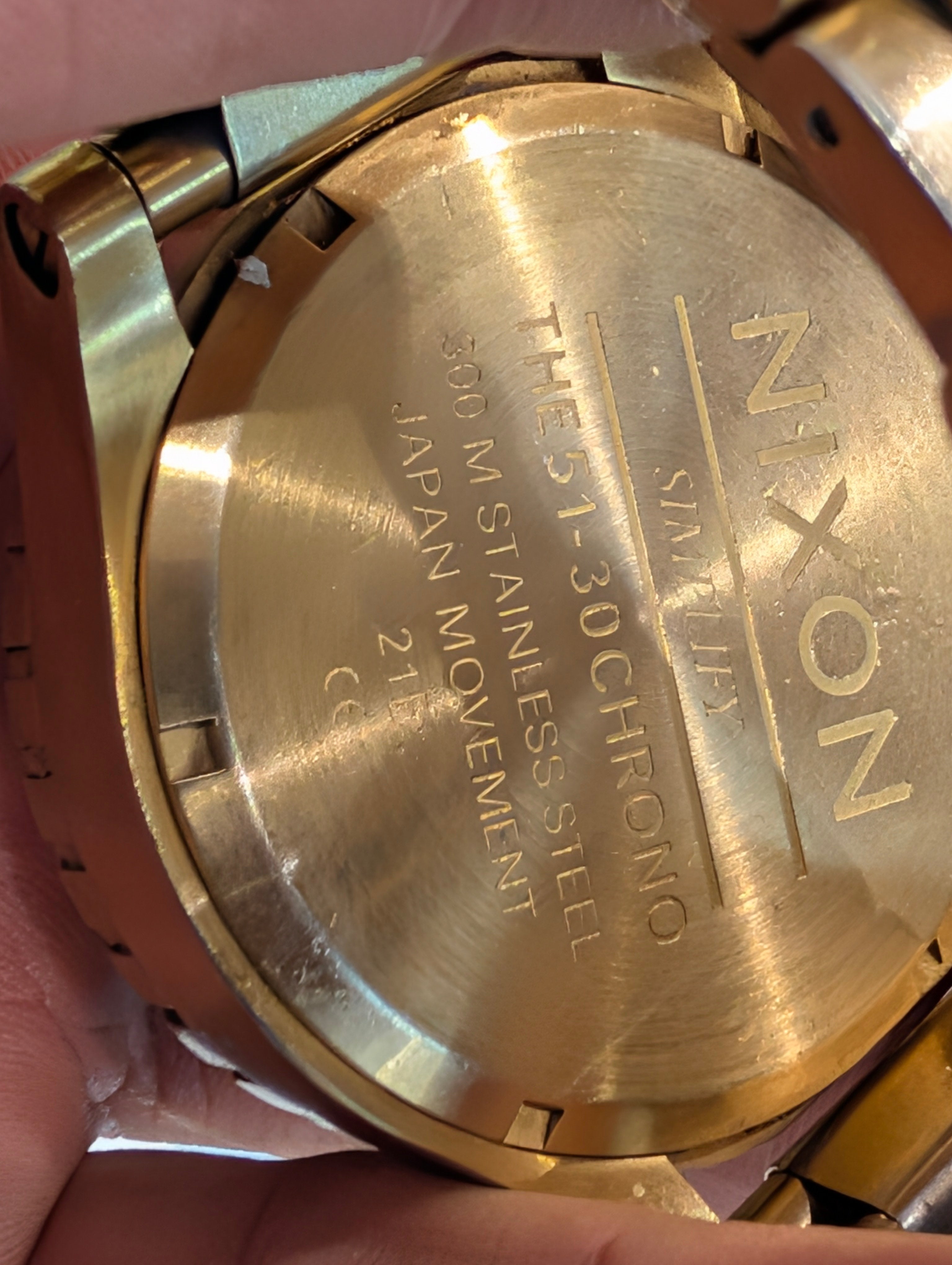 Nixon The 51-30 Chrono Gold Tone Stainless Steel 300M Mens Watch Japan Movement