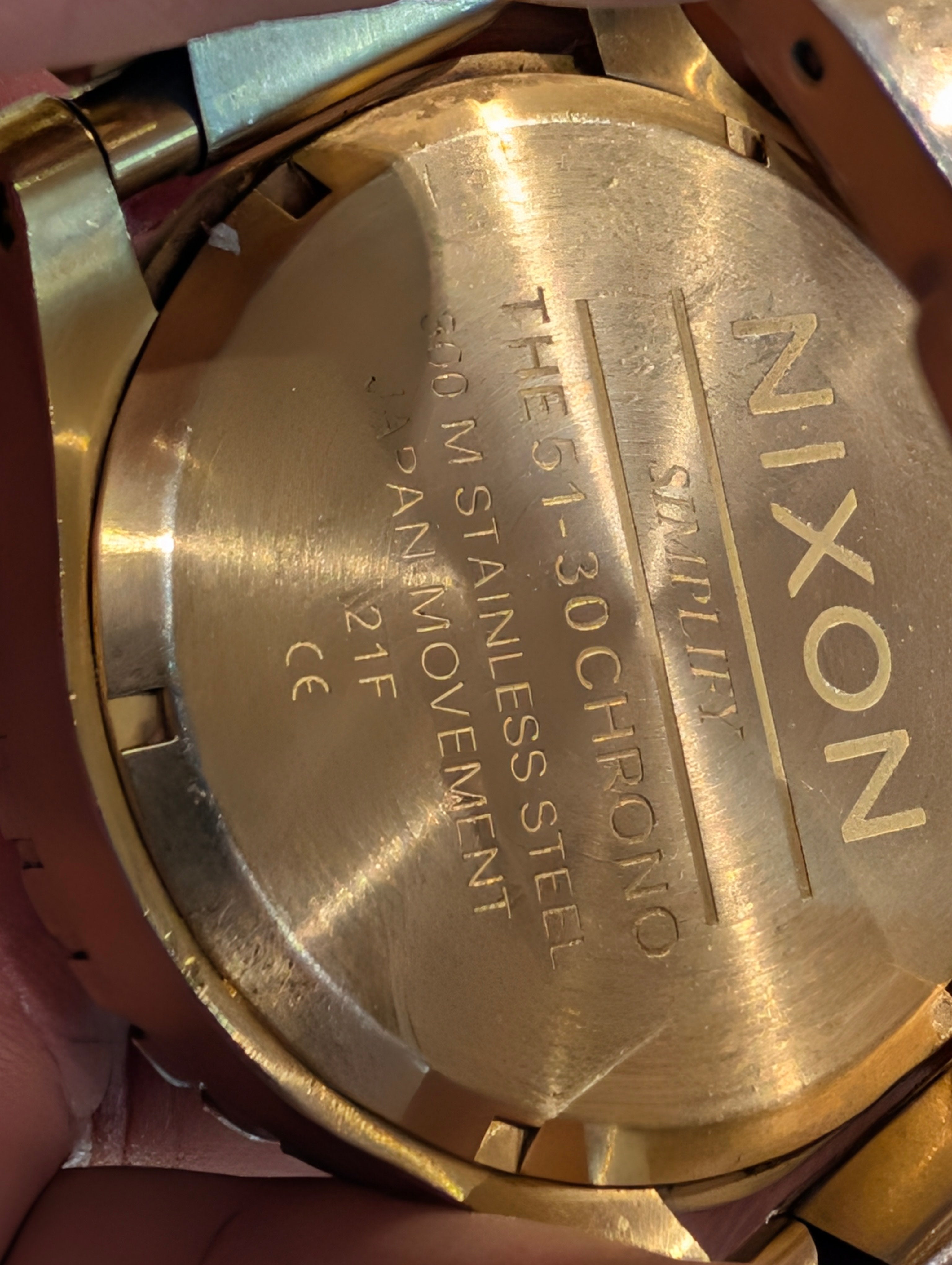 Nixon The 51-30 Chrono Gold Tone Stainless Steel 300M Mens Watch Japan Movement