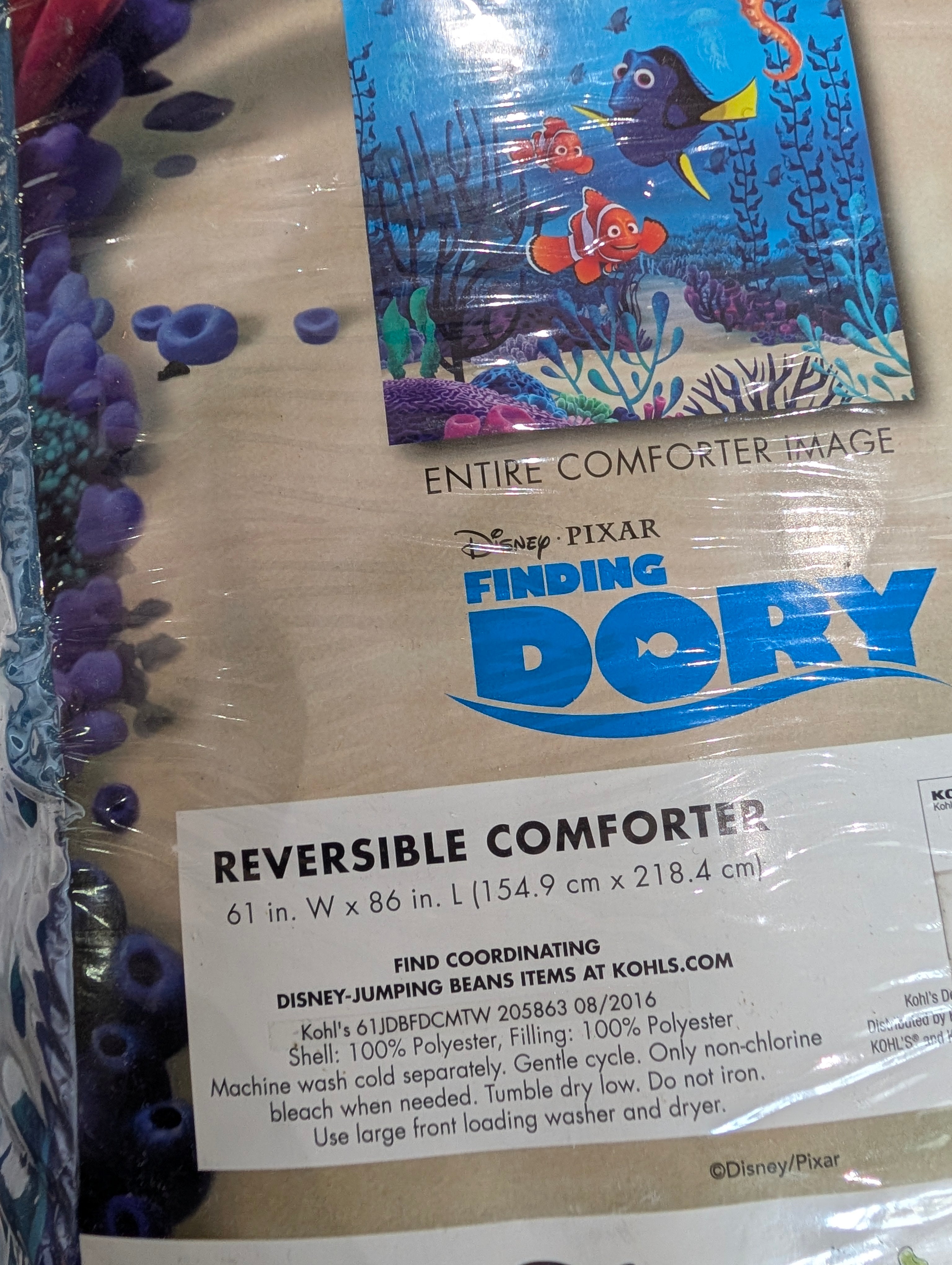 Disney Pixar Finding Dory Twin Reversible Comforter Jumping Beans Kids Bedding