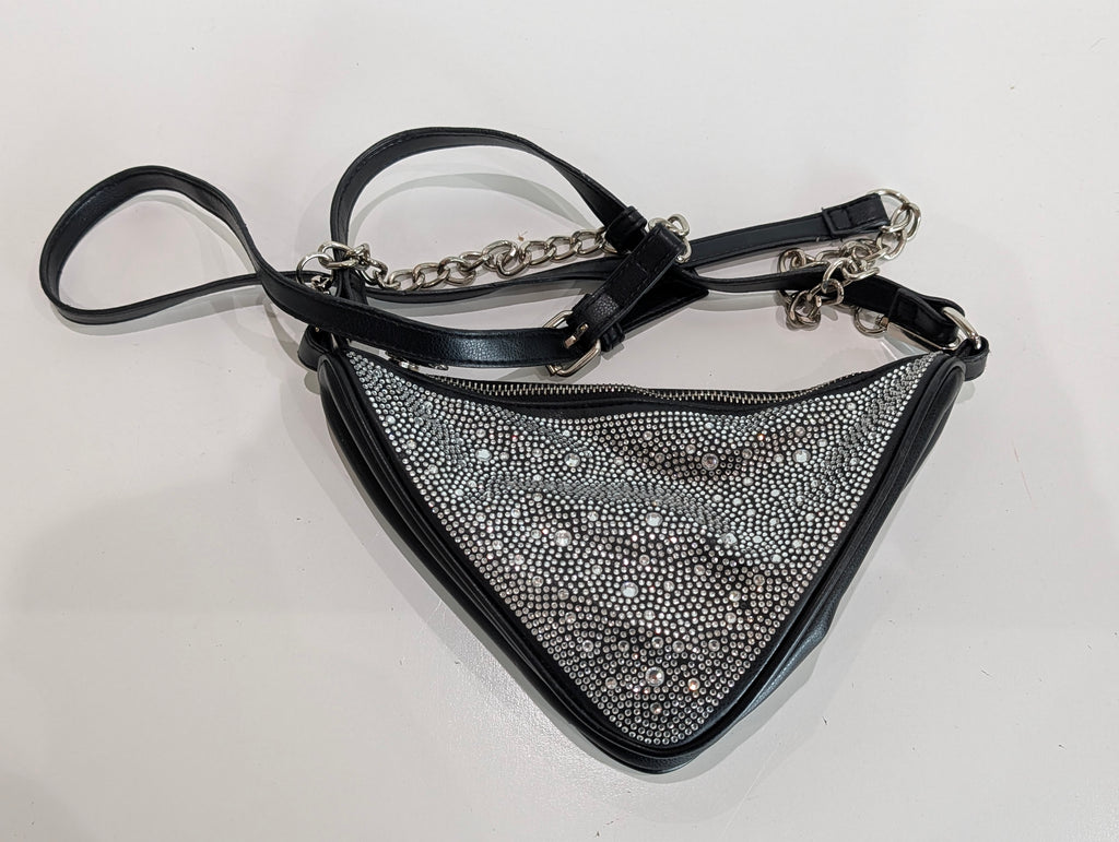 Wild Fable Rhinestone Studded Triangle Shoulder Bag Black