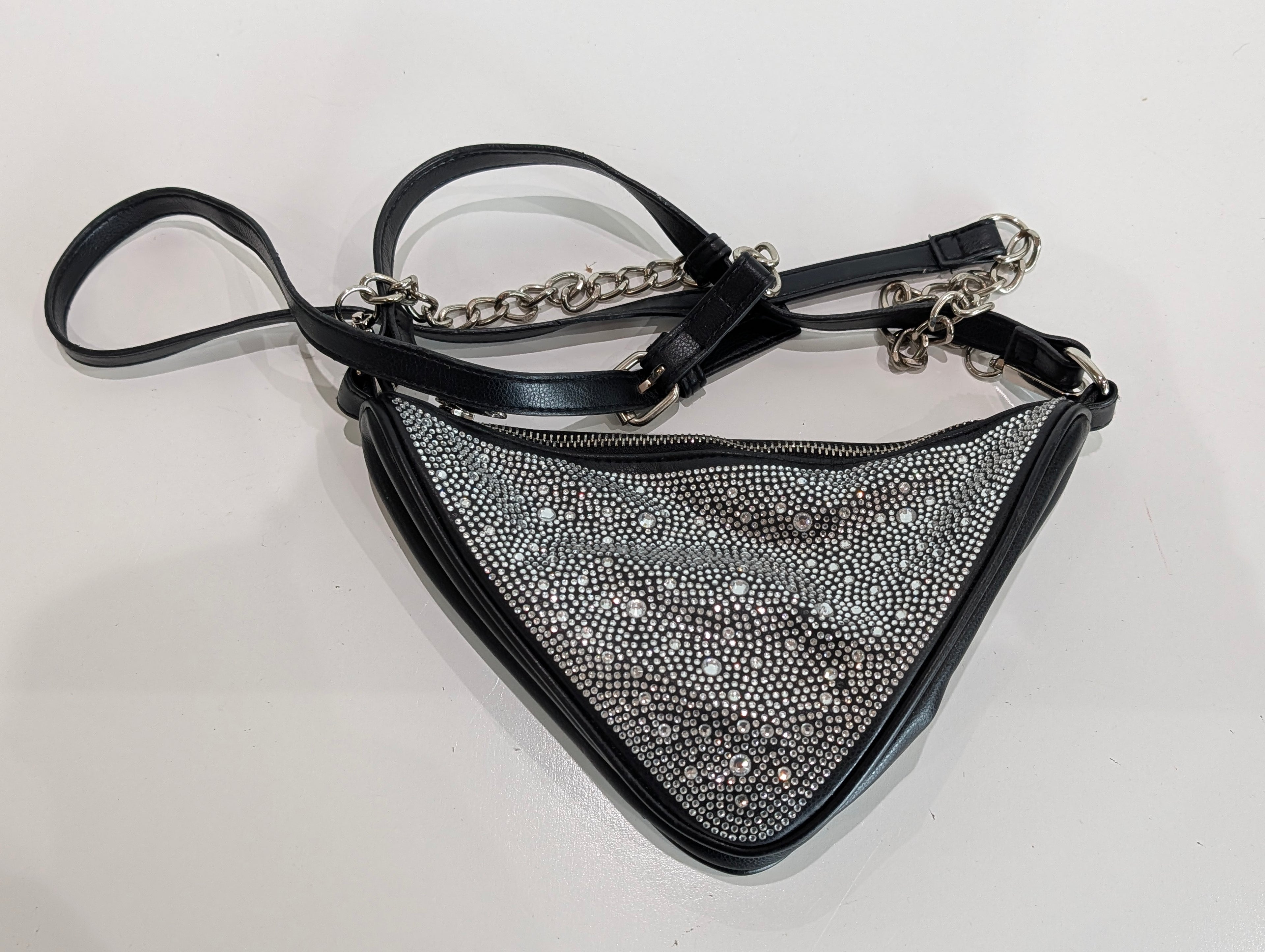Wild Fable Rhinestone Studded Triangle Shoulder Bag Black