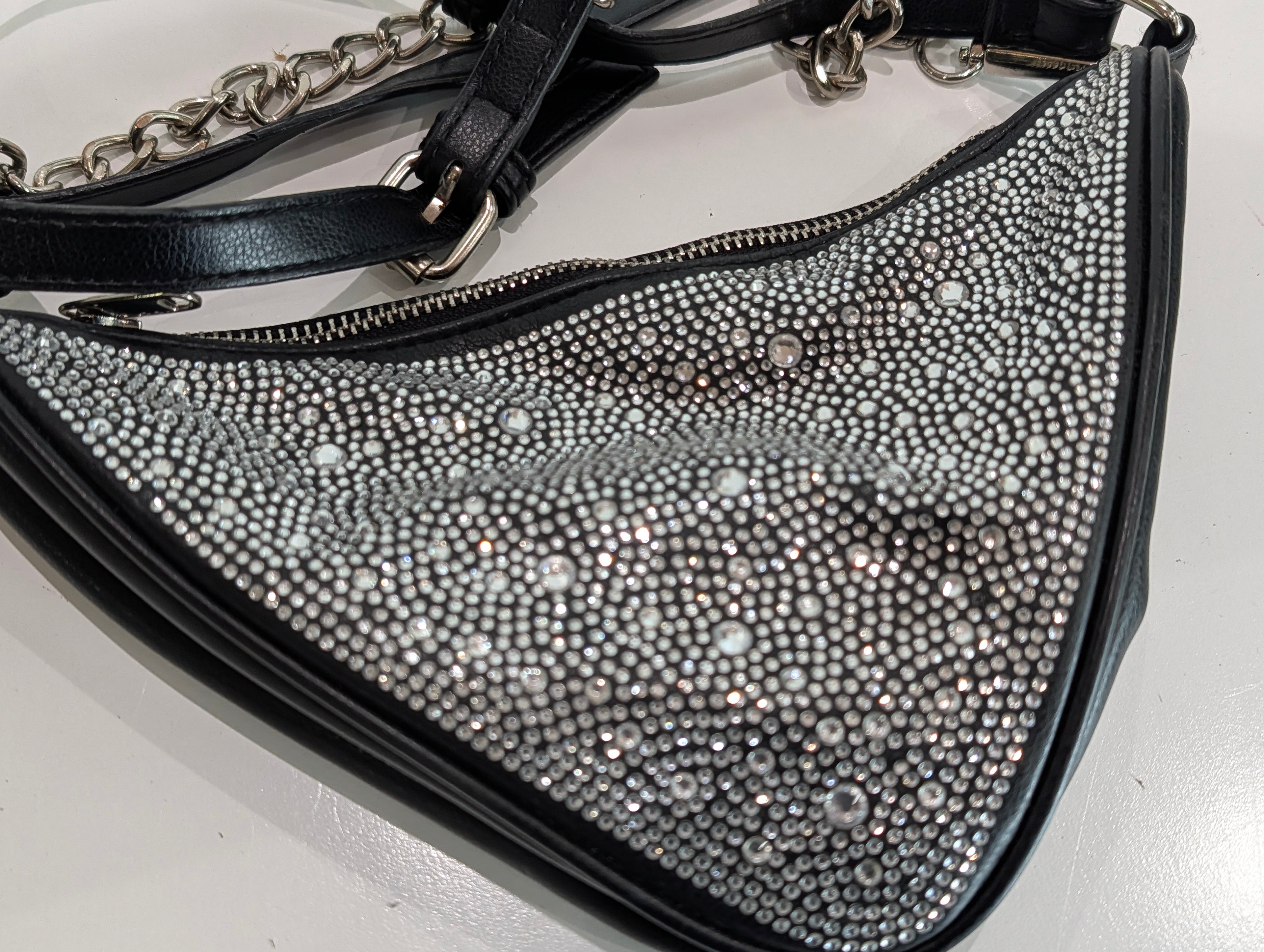 Wild Fable Rhinestone Studded Triangle Shoulder Bag Black