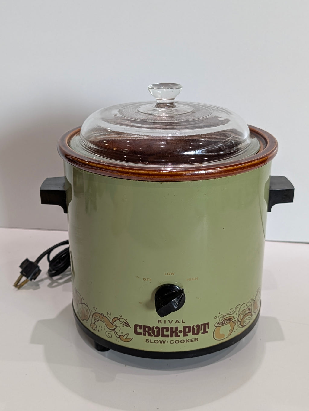 Vintage Rival Crock-Pot Slow Cooker Avocado Green Glass Lid Retro Kitchen 1970s