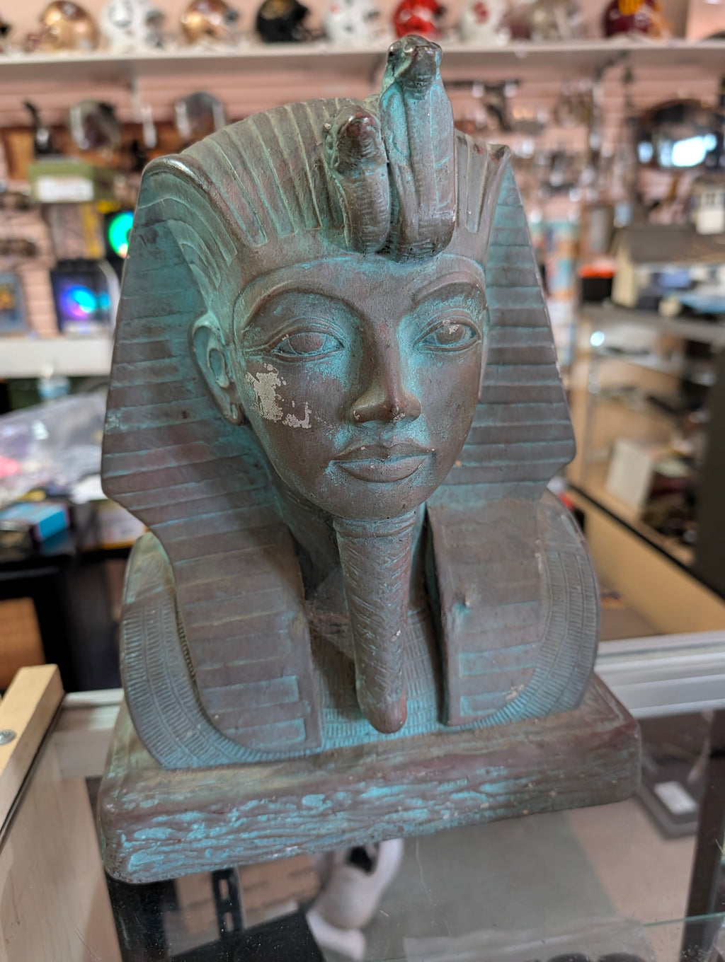 Egyptian Pharaoh Bust Statue Cobra Uraeus Ancient Egypt Style Decor Sculpture