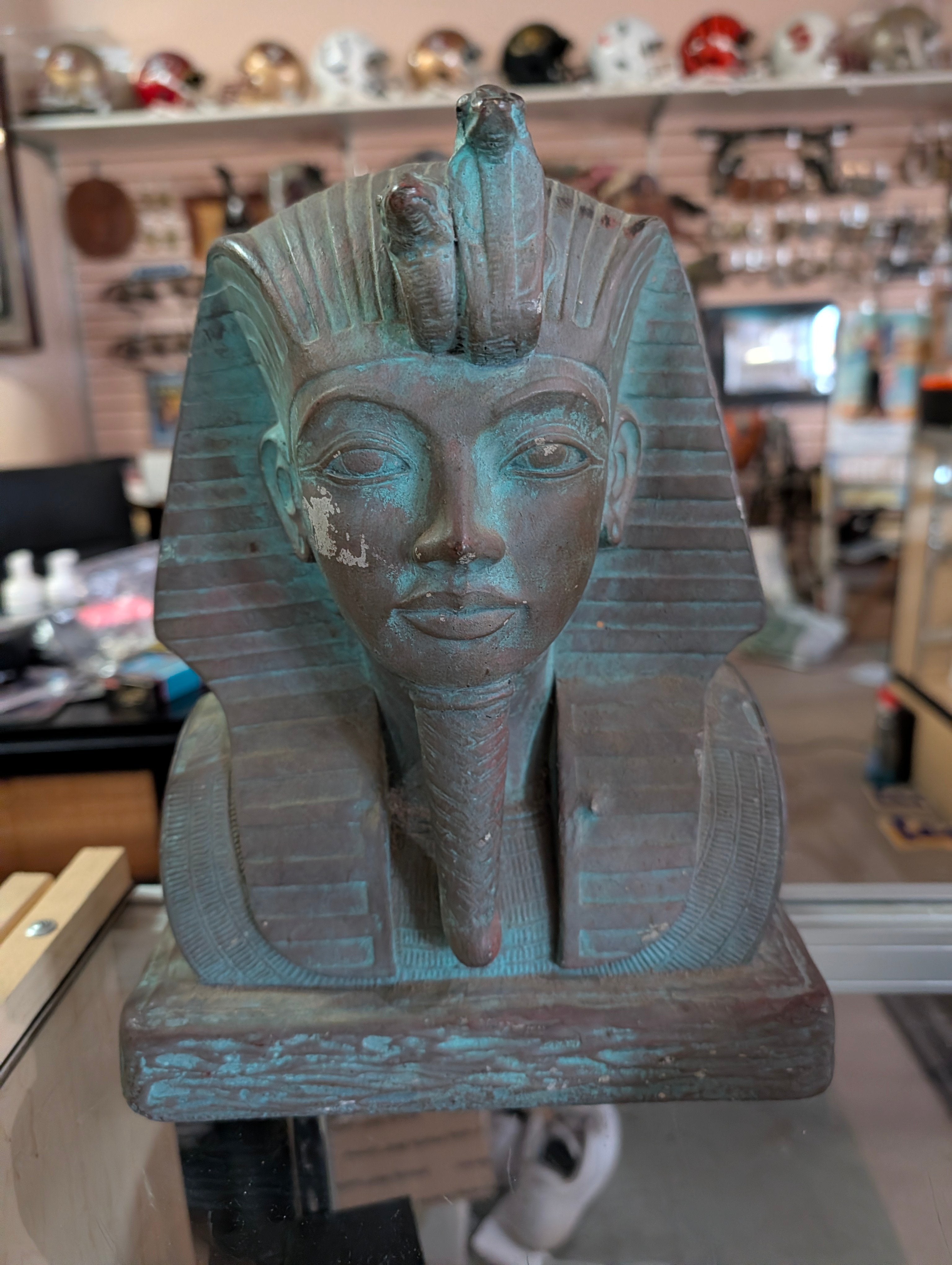 Egyptian Pharaoh Bust Statue Cobra Uraeus Ancient Egypt Style Decor Sculpture