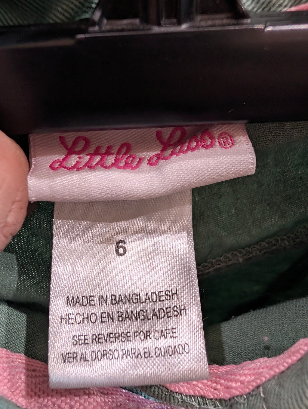 Little Lass Girls Dress Size 6 Green Button Front Floral Embroidered Outfit