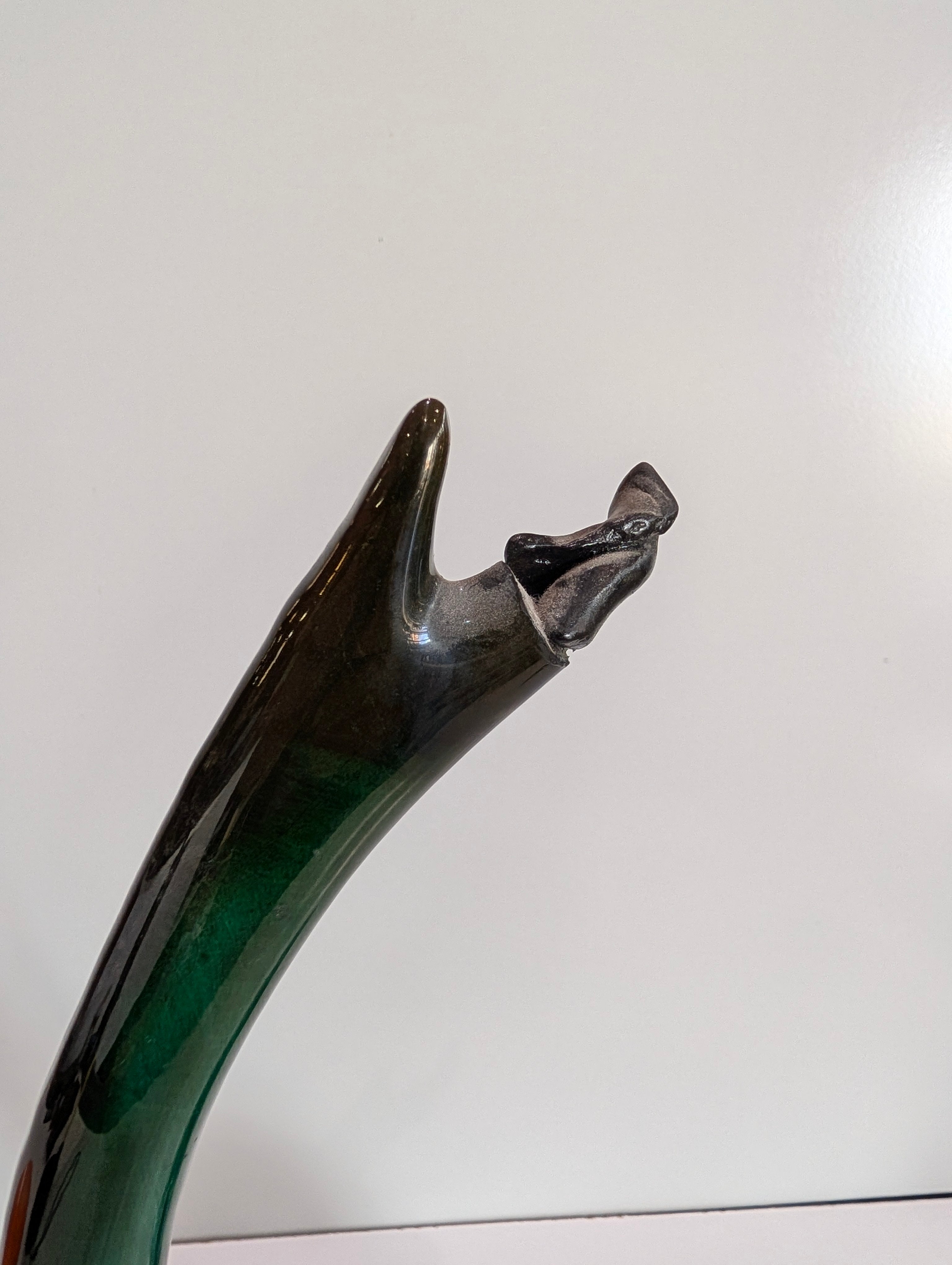 Vintage Green Ceramic Dolphin Sculpture Mid Century Modern Ocean Decor Art