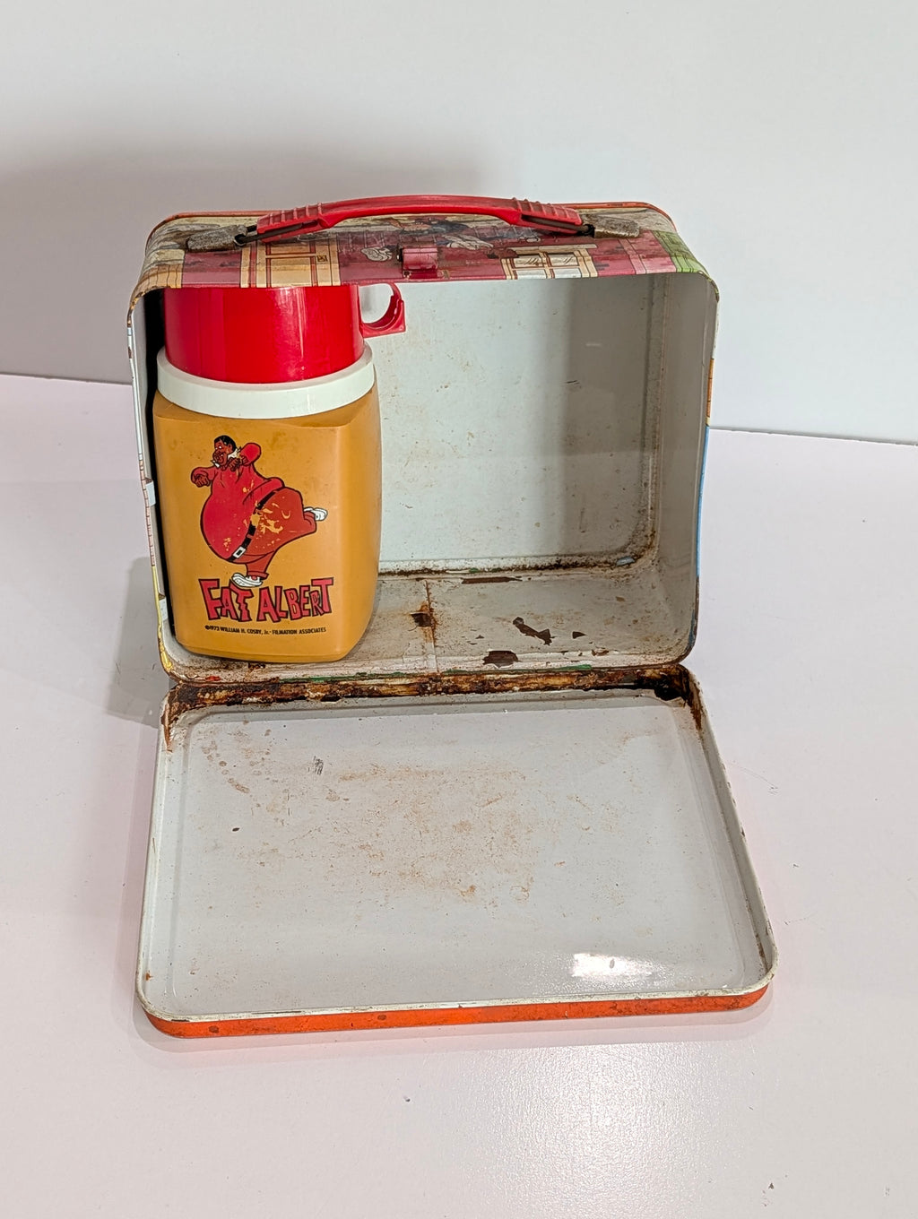 Vintage 1973 Fat Albert Cosby Kids Metal Lunchbox Thermos Set Retro Rare