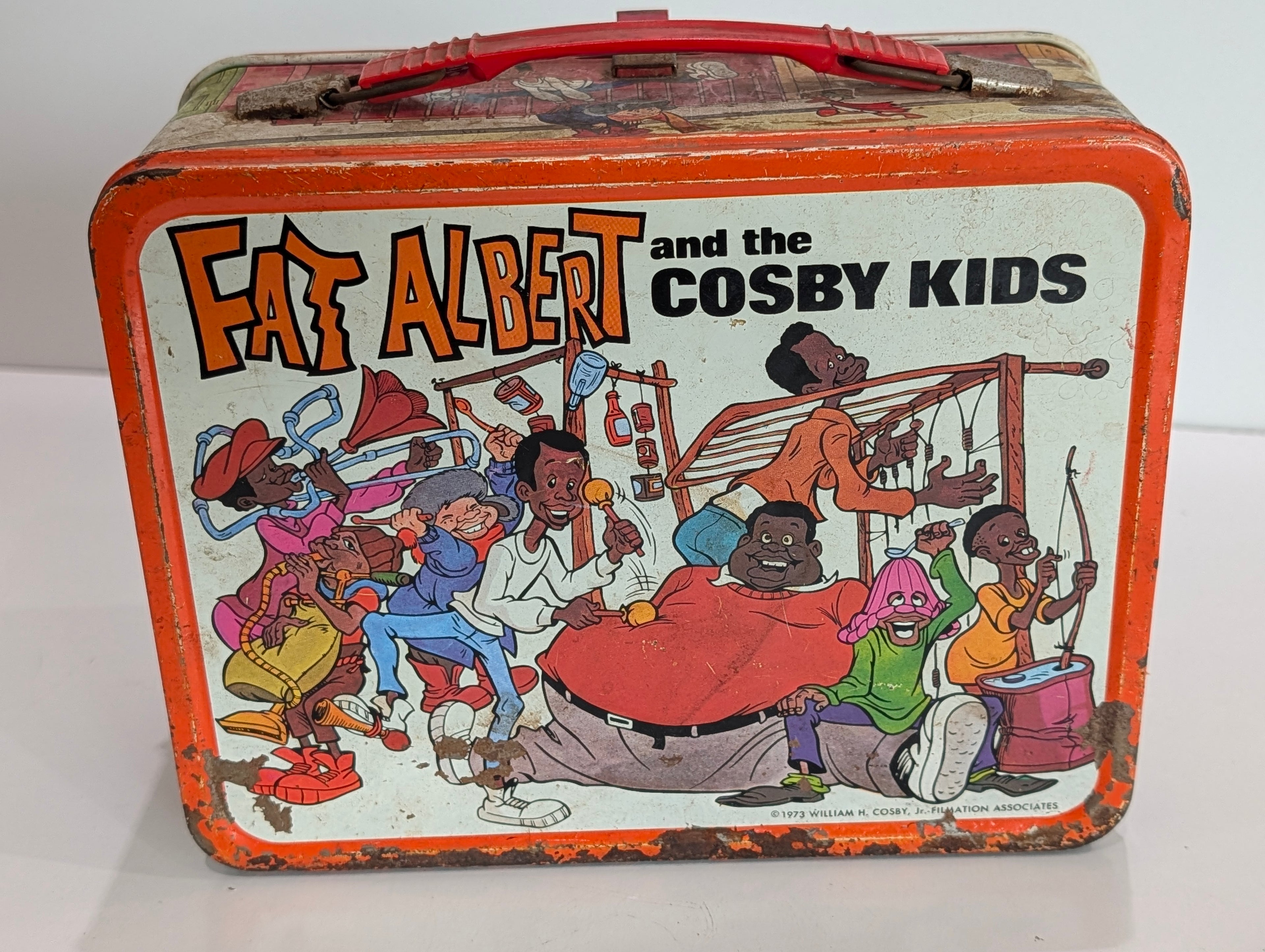 Vintage 1973 Fat Albert Cosby Kids Metal Lunchbox Thermos Set Retro Rare