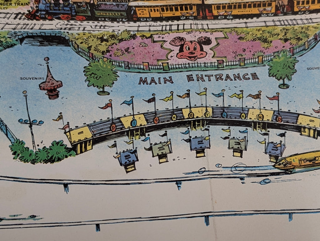 Vintage Disneyland U.S.A. Park Map Poster Walt Disney Magic Kingdom Anaheim CA