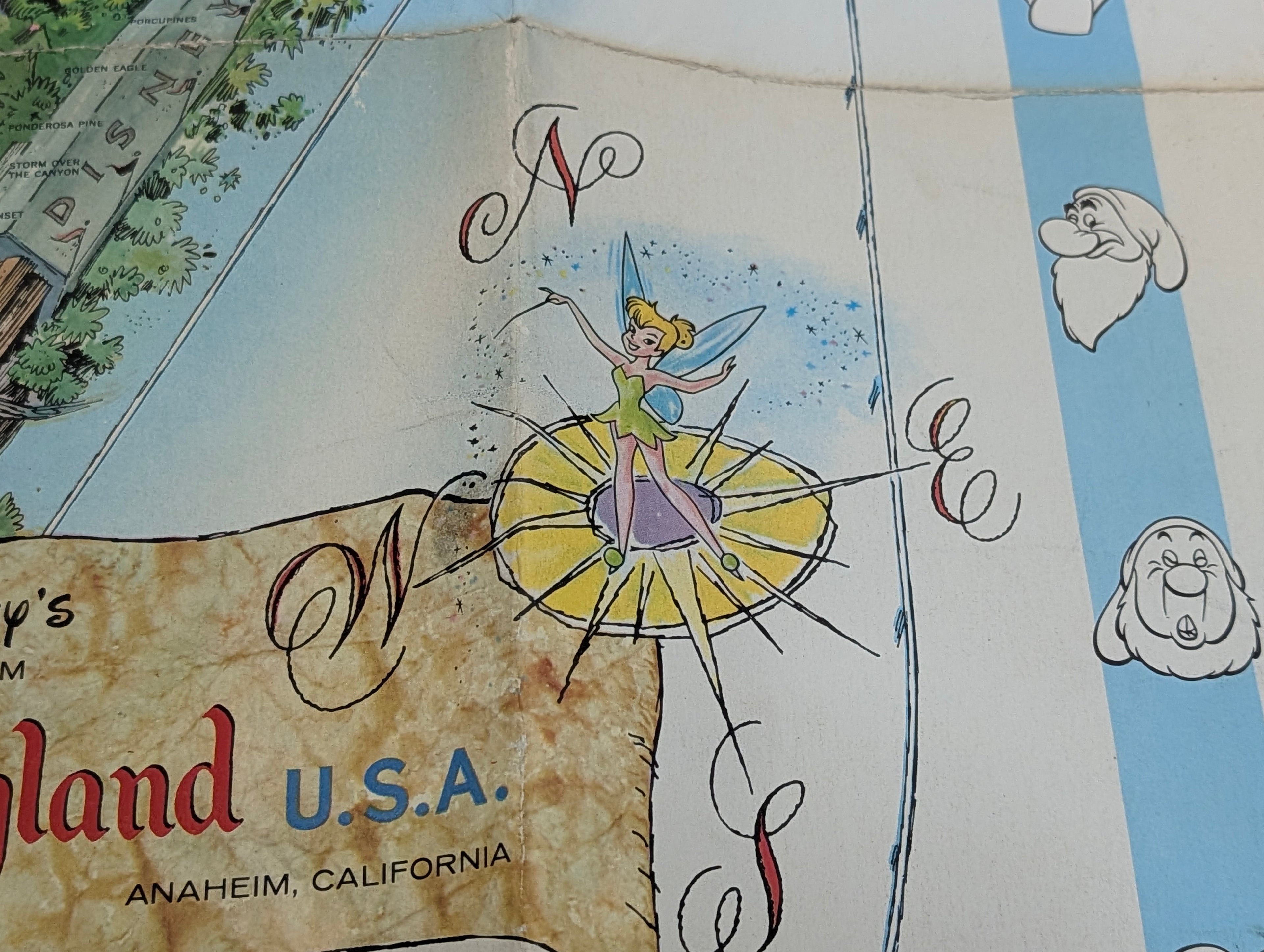 Vintage Disneyland U.S.A. Park Map Poster Walt Disney Magic Kingdom Anaheim CA
