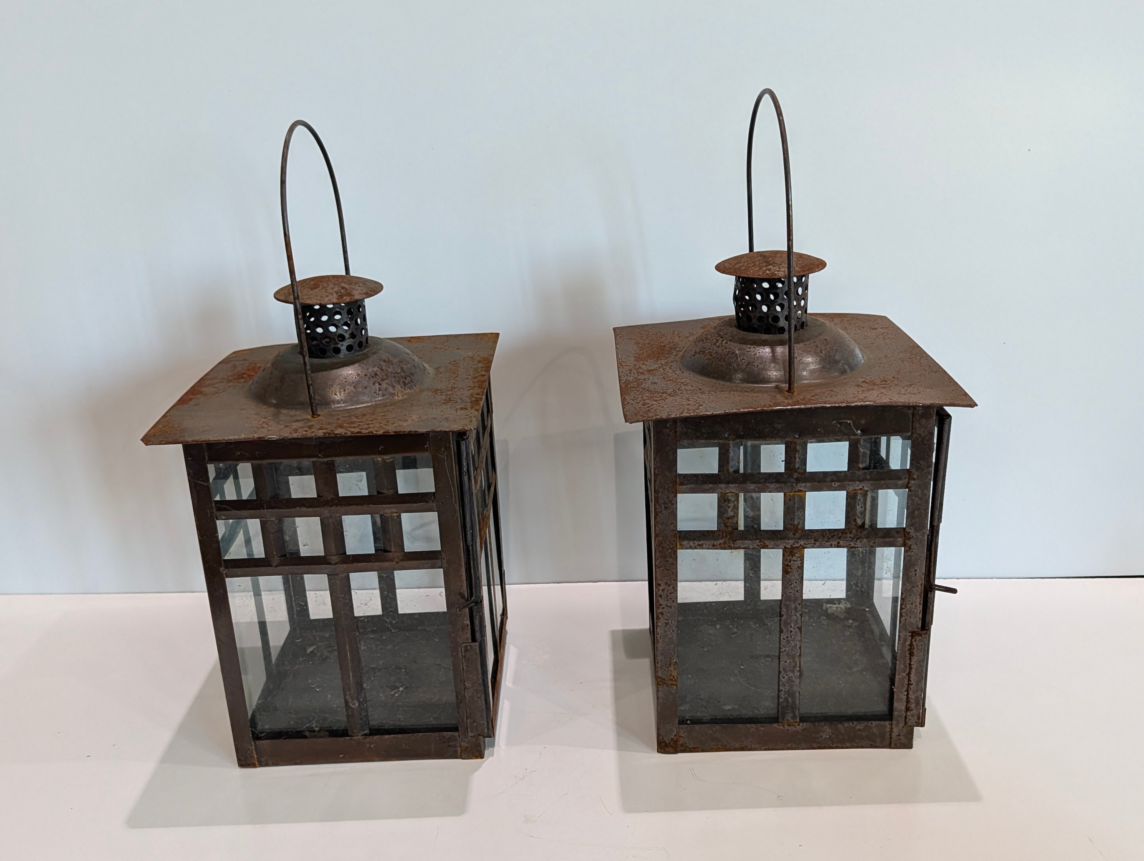 Vintage Rustic Metal Lantern Candle Holders