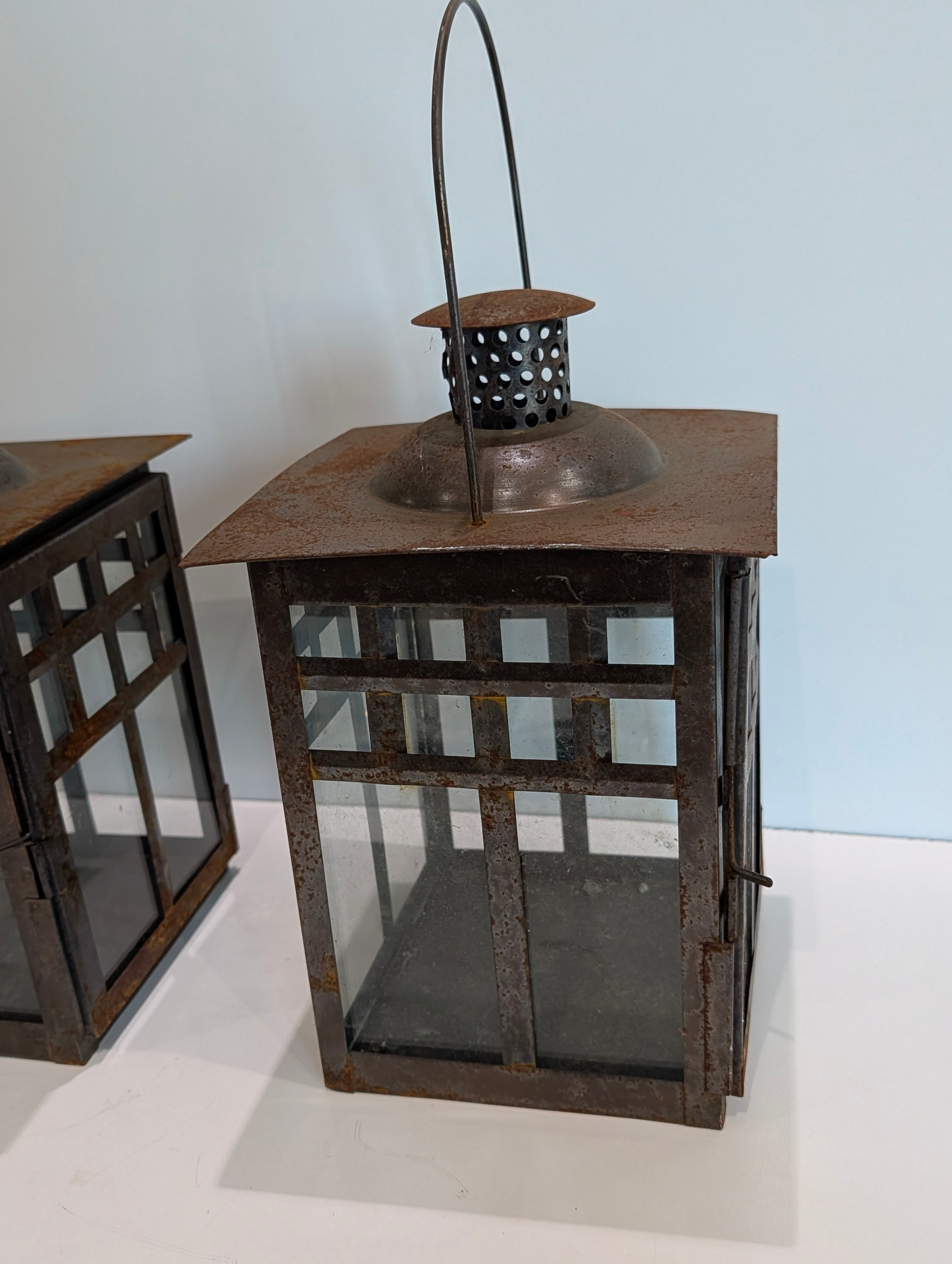 Vintage Rustic Metal Lantern Candle Holders