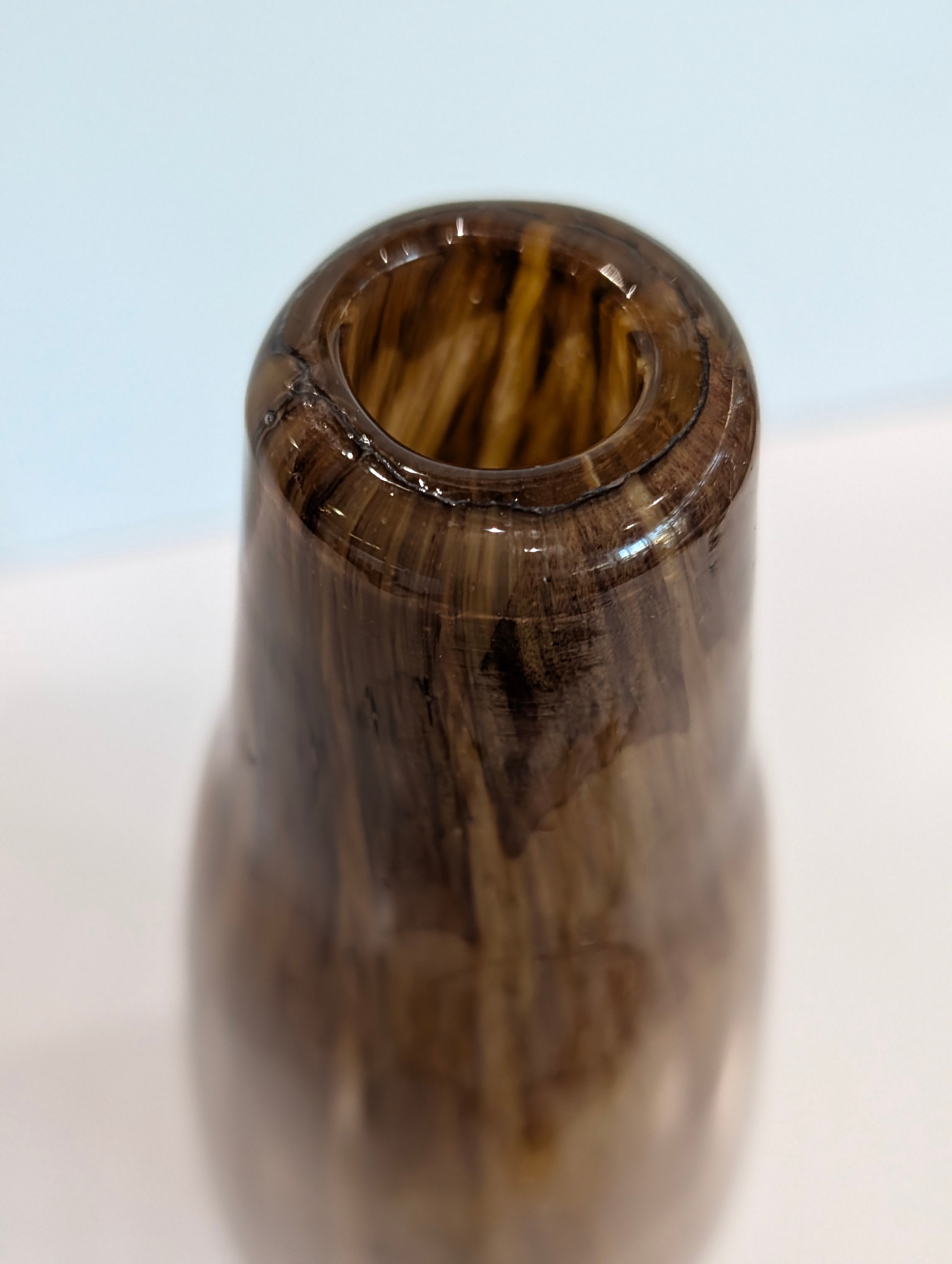 Vintage Amber Swirl Art Glass Vase Tall Hand Blown Decorative Home Decor