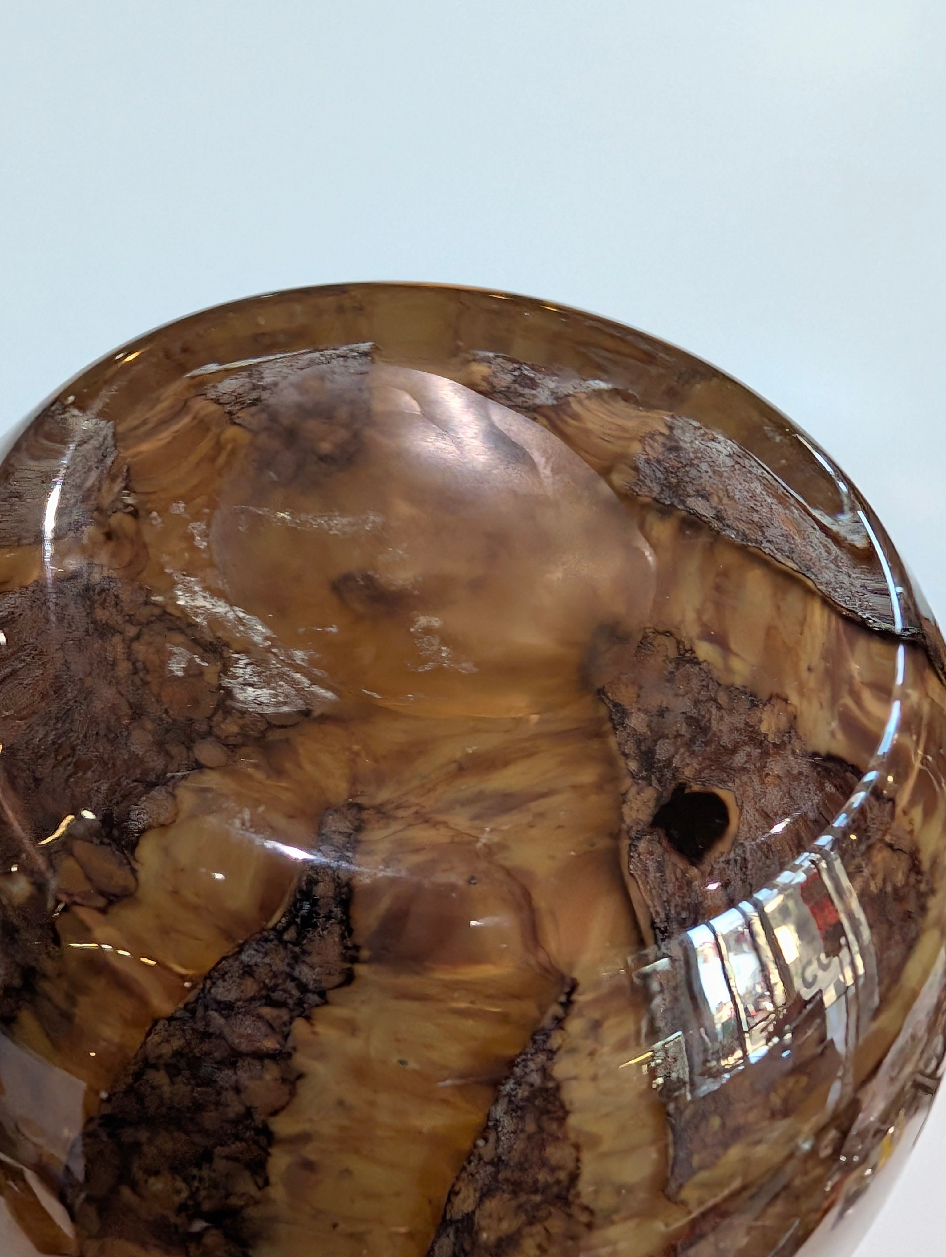 Vintage Amber Swirl Art Glass Vase Tall Hand Blown Decorative Home Decor
