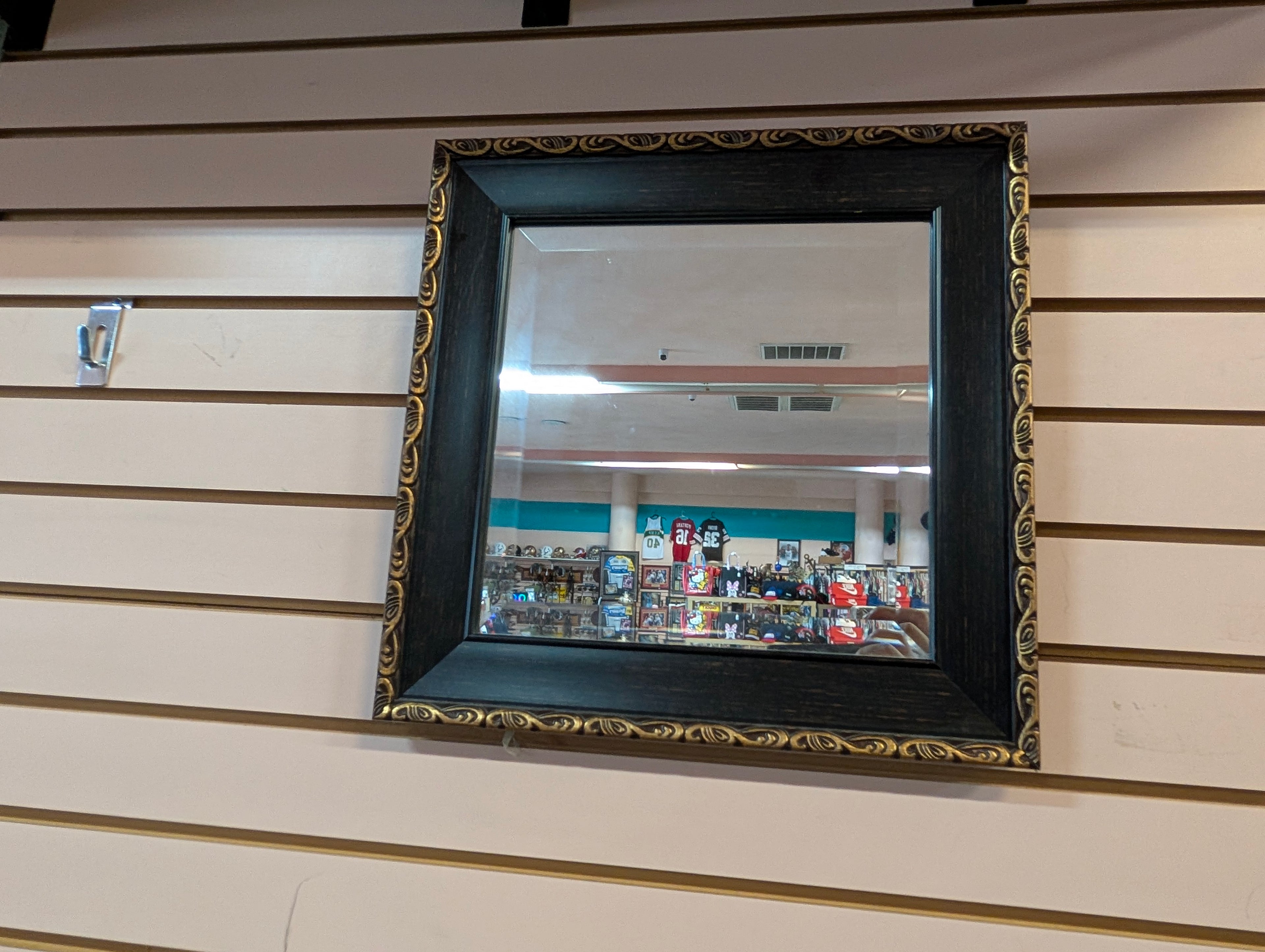 Vintage Black Gold Ornate Wall Mirror 16x16 Square Decorative Accent Frame