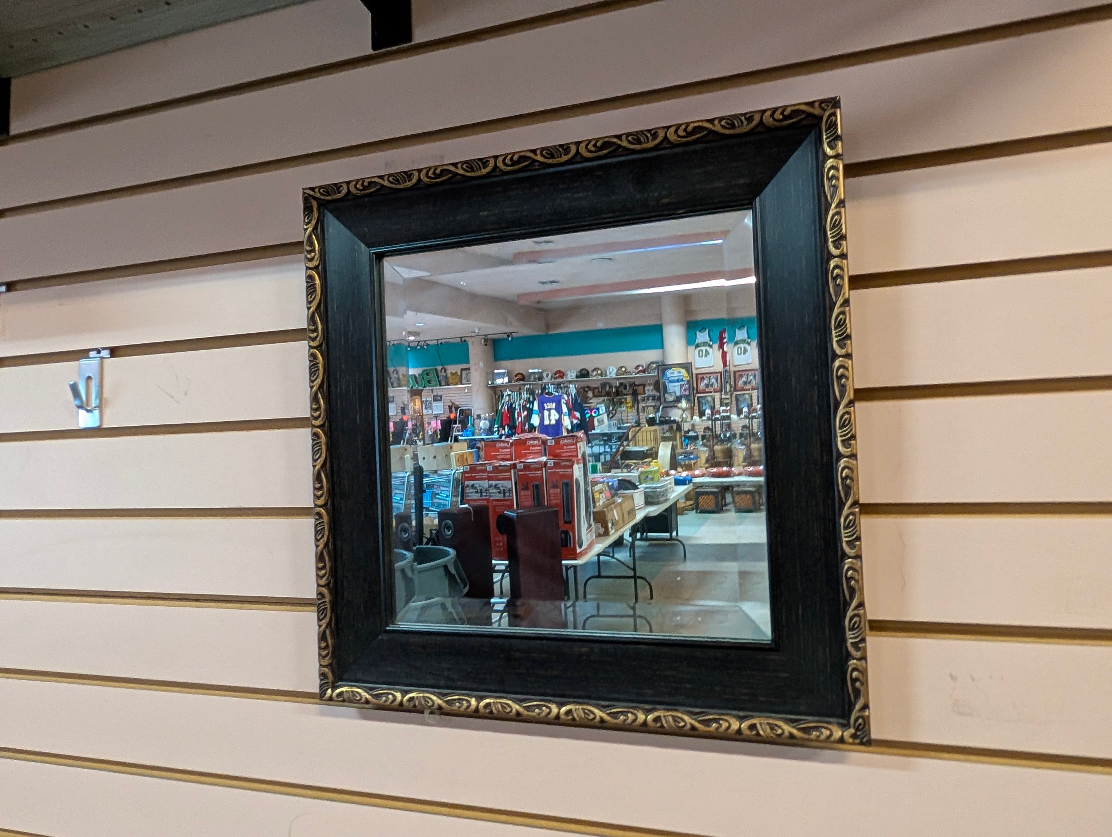Vintage Black Gold Ornate Wall Mirror 16x16 Square Decorative Accent Frame