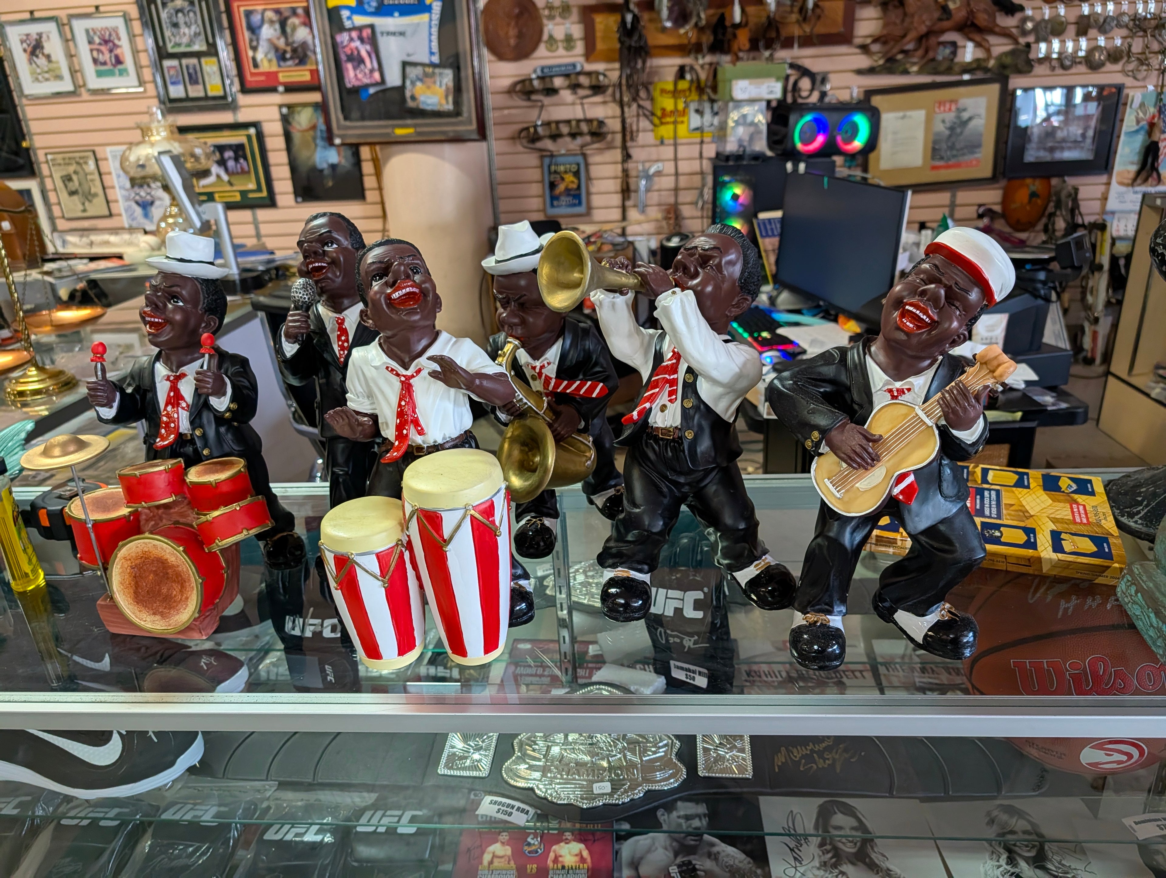 Vintage Jazz Band Figurine Set Black Americana Style Musicians Resin Statues