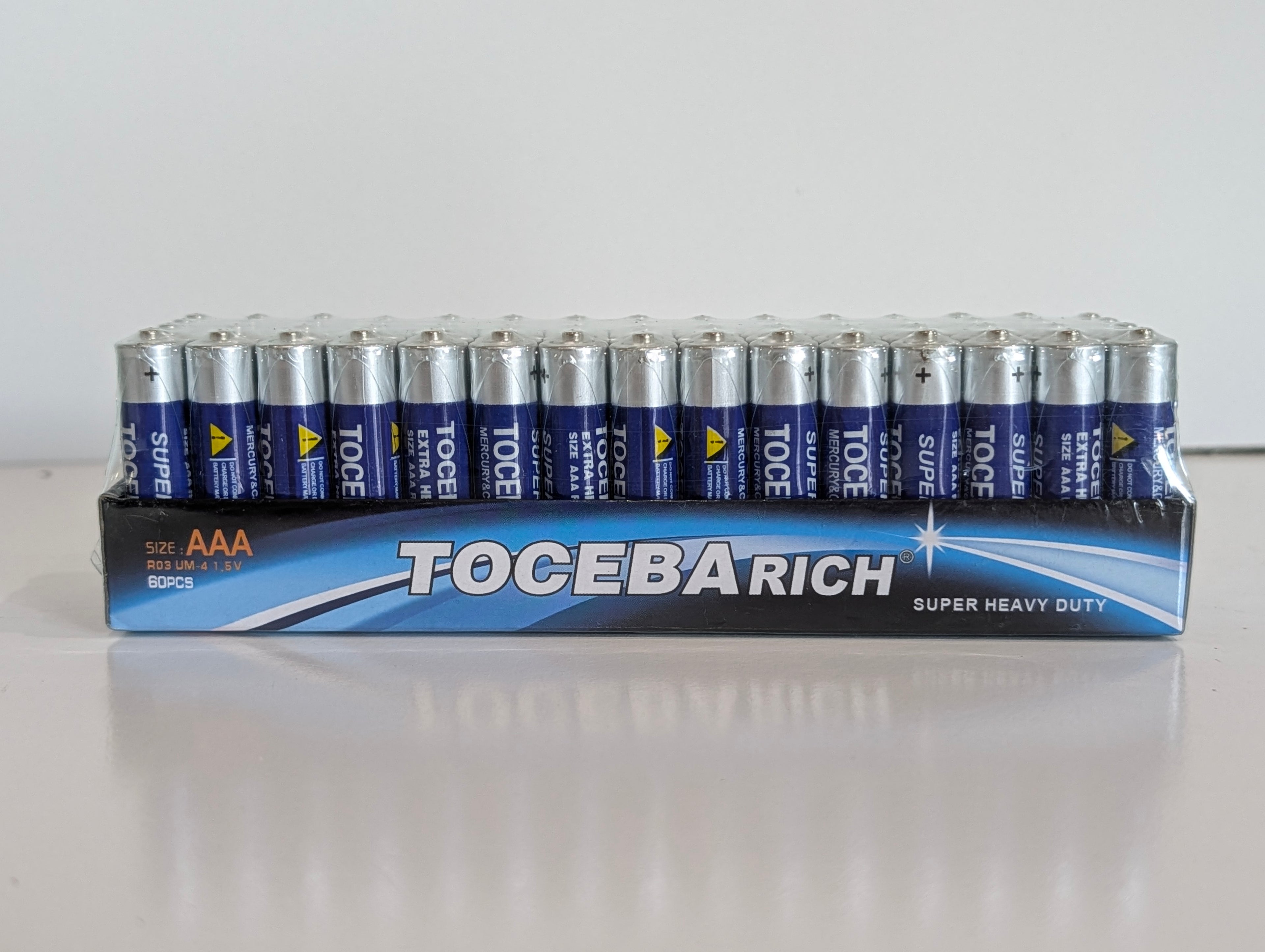 TOCEBARICH AAA Batteries 60 Pack Super Heavy Duty R03 UM4 1.5V Sealed