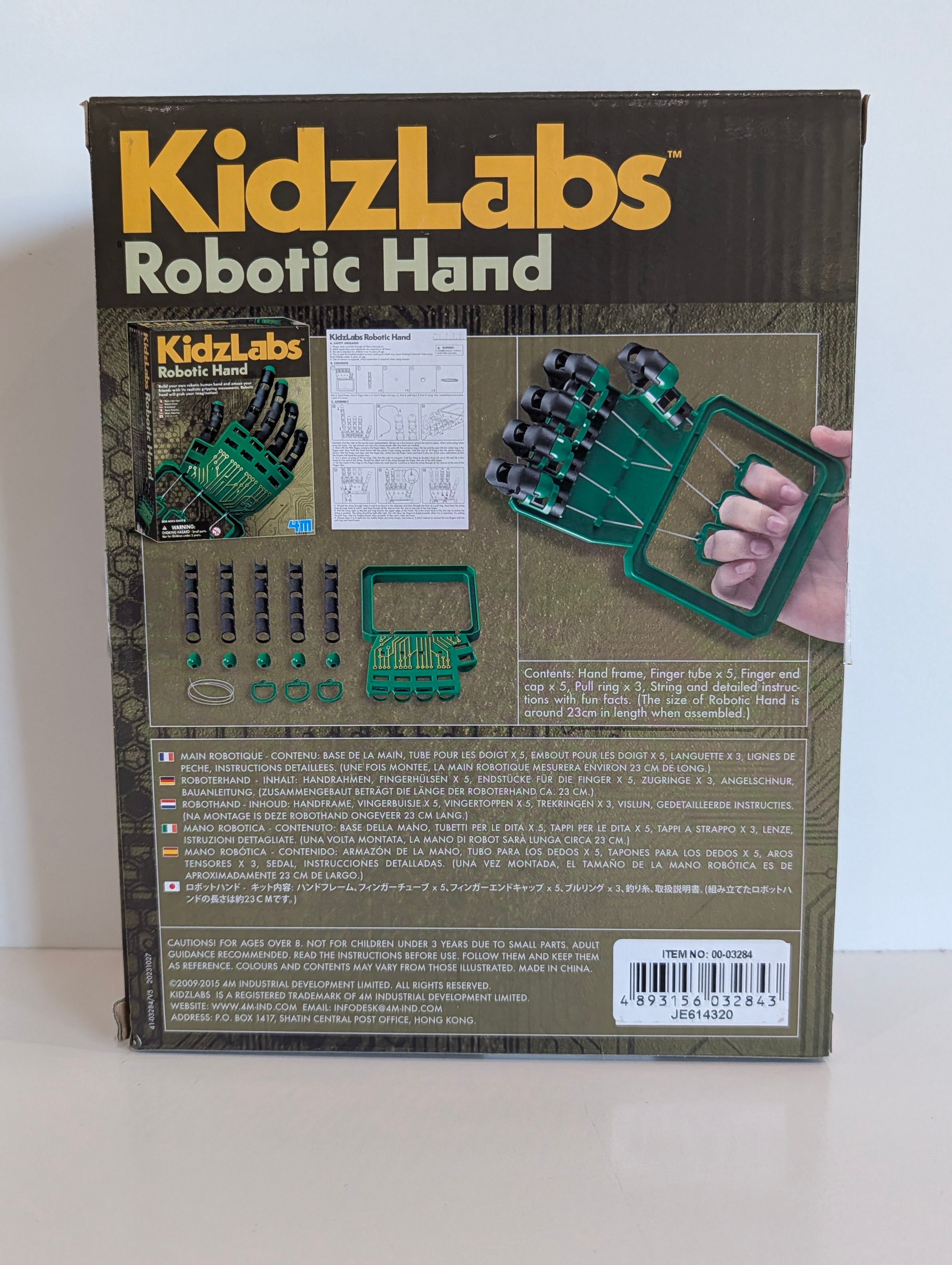 KidzLabs Robotic Hand STEM Science Kit Buildable Mechanical Toy 4M Set