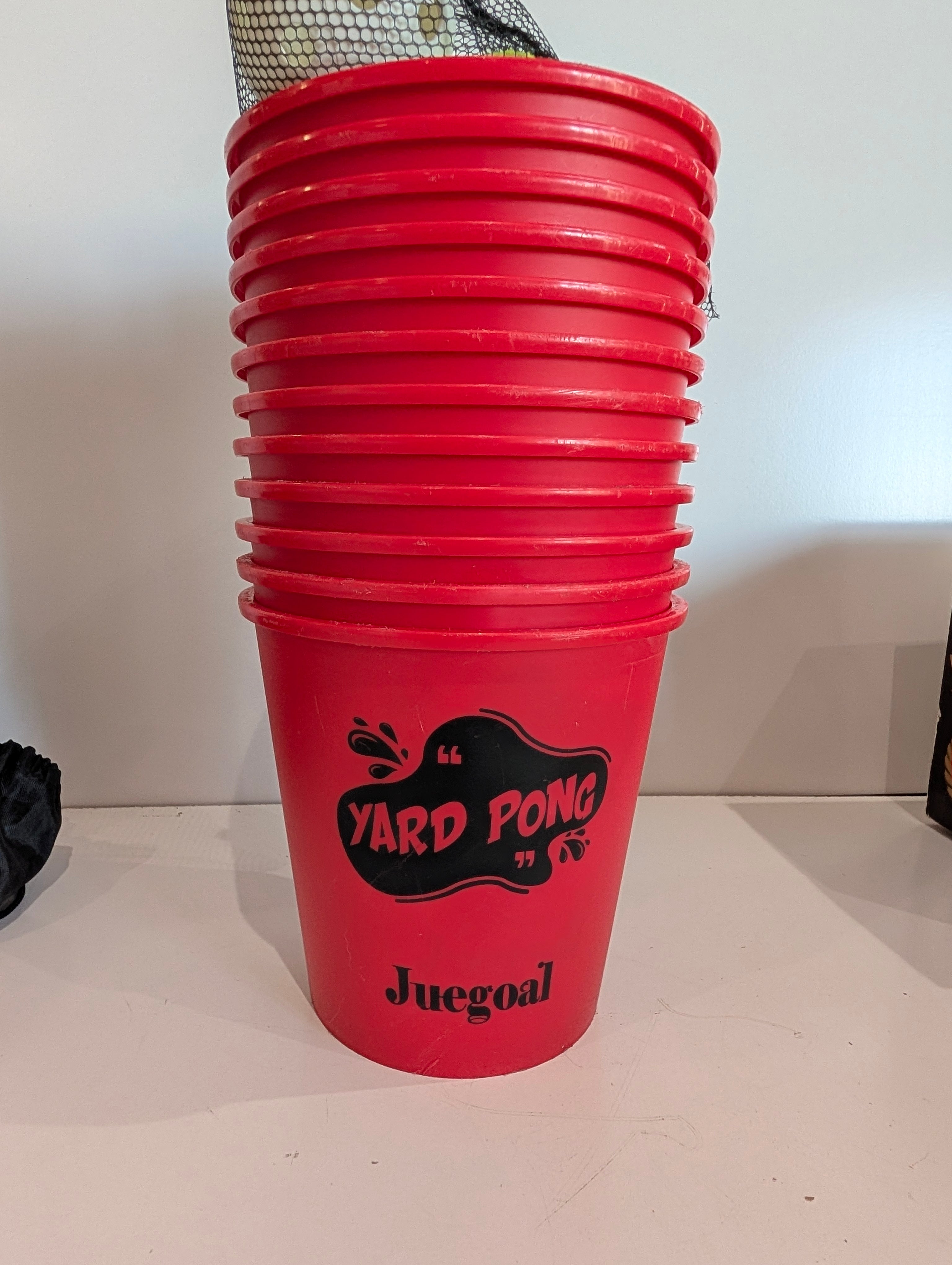 Juegoal Yard Pong Outdoor Party Game Set Giant Red Cups Balls Carry Bag