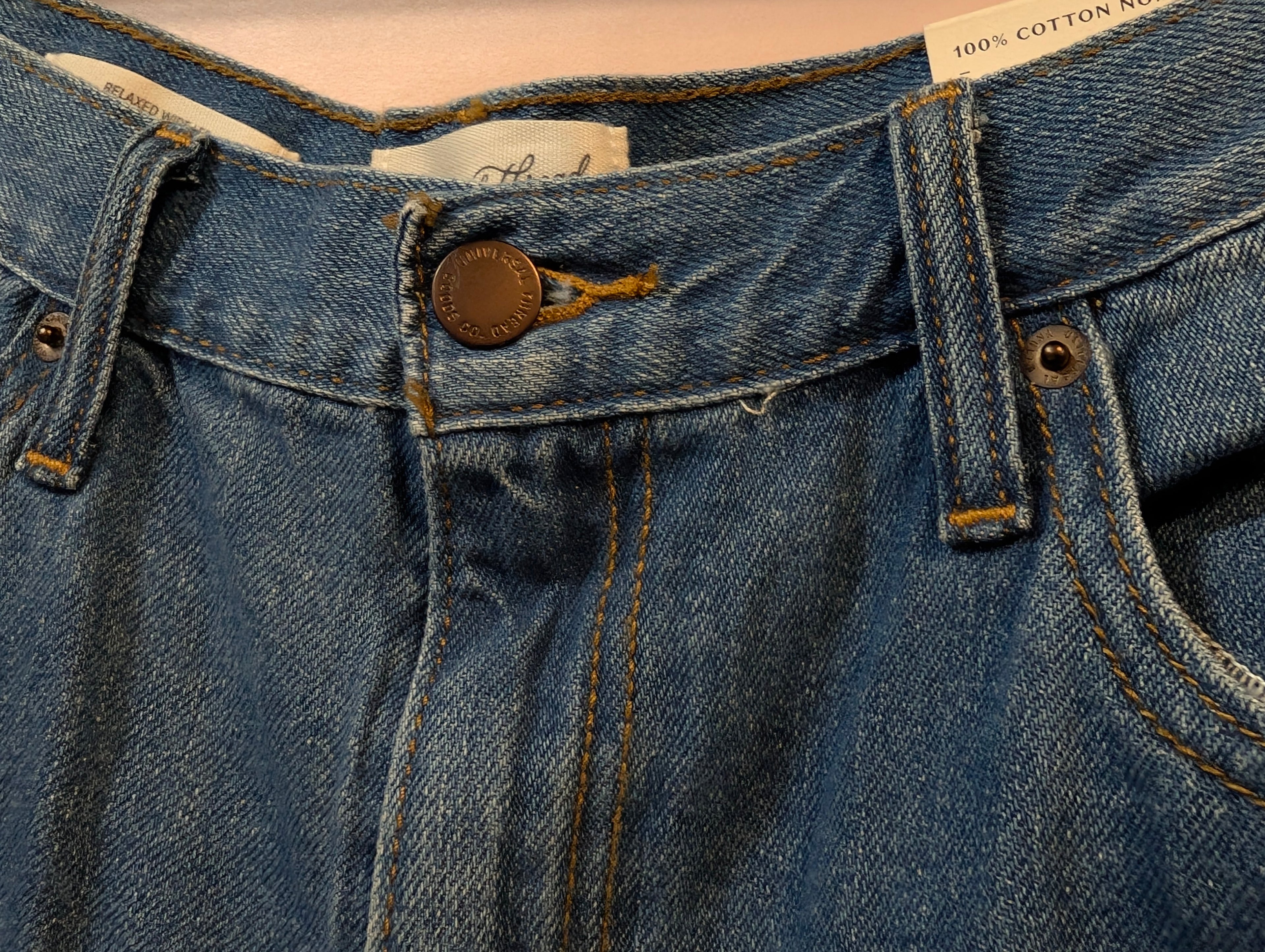 Universal Thread Women’s Relaxed Wide Leg Jeans Size 14 32x32 Blue Denim Cotton
