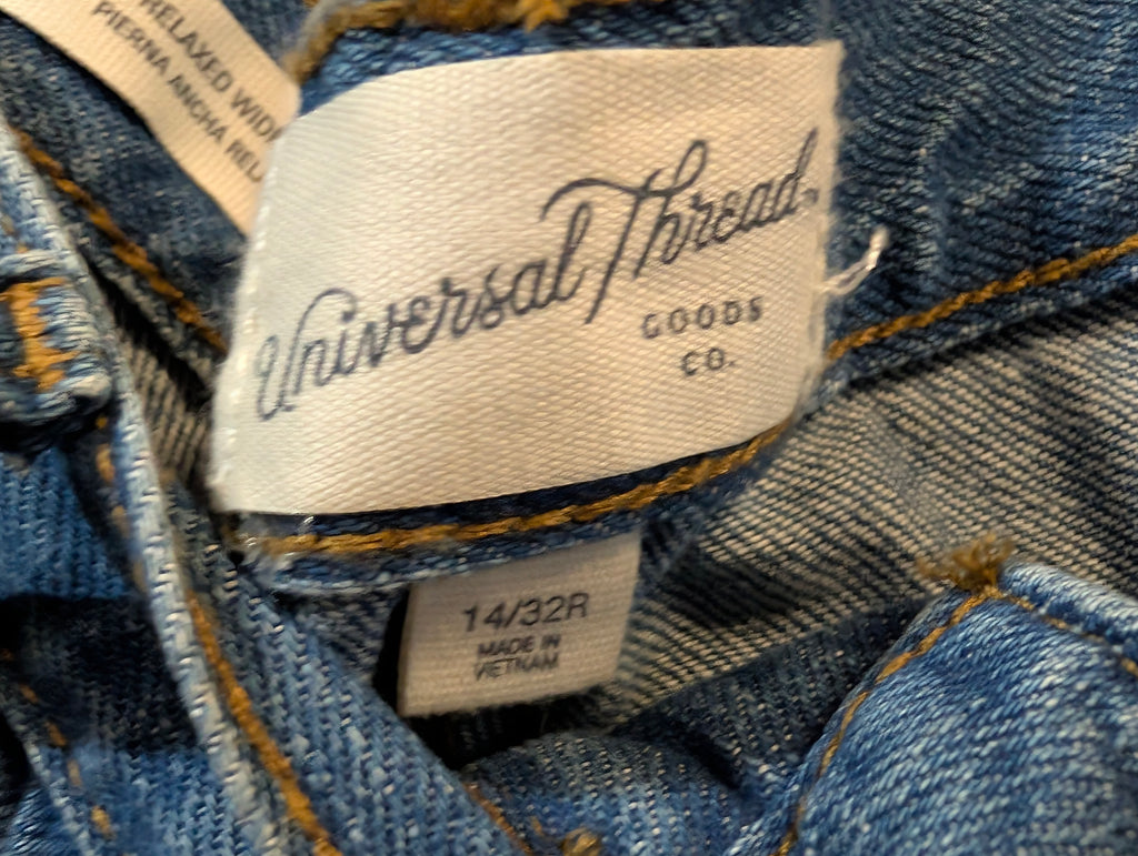 Universal Thread Women’s Relaxed Wide Leg Jeans Size 14 32x32 Blue Denim Cotton