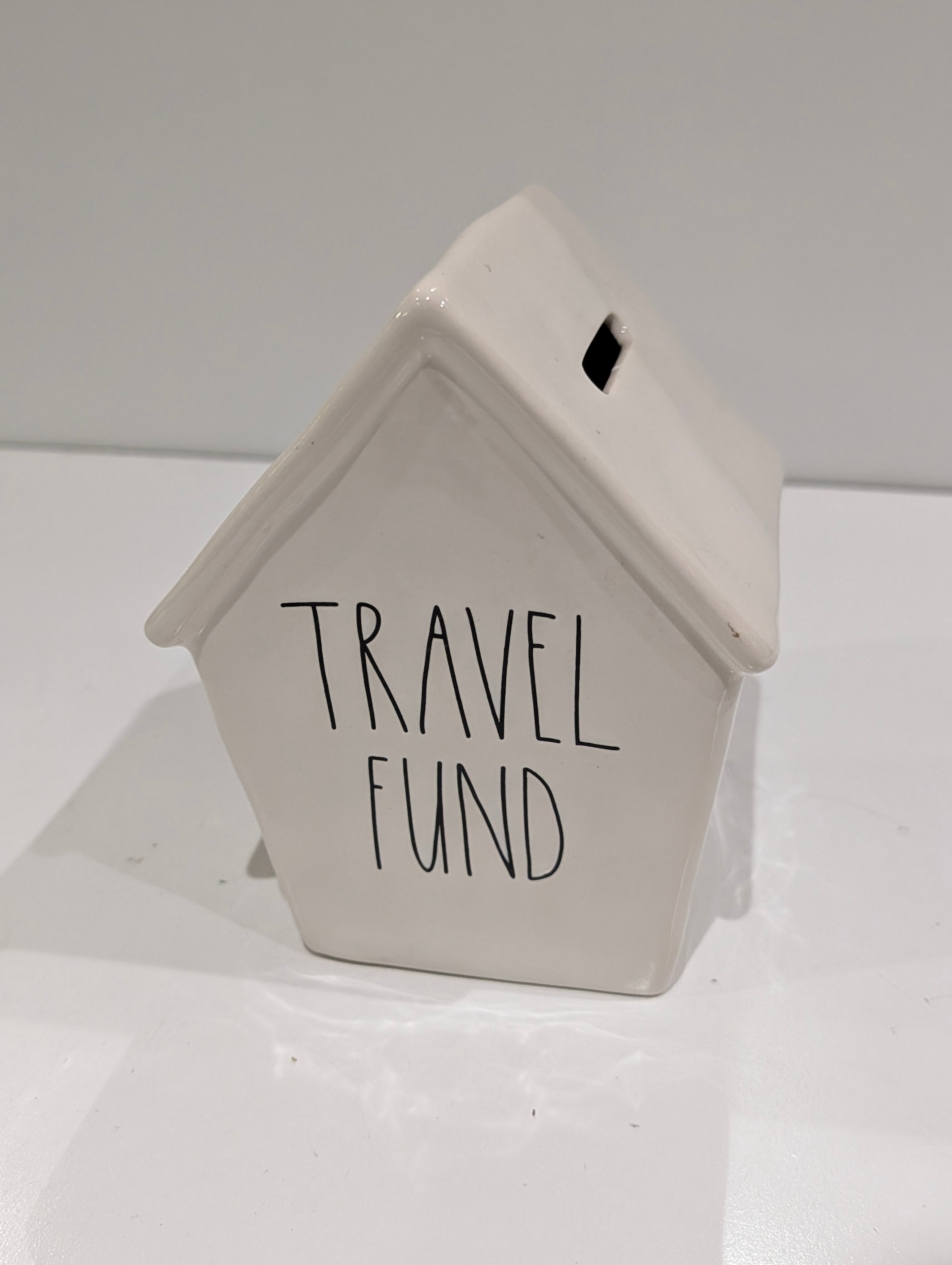 Rae Dunn Travel Fund Ceramic House Coin Bank Magenta Artisan Collection Decor