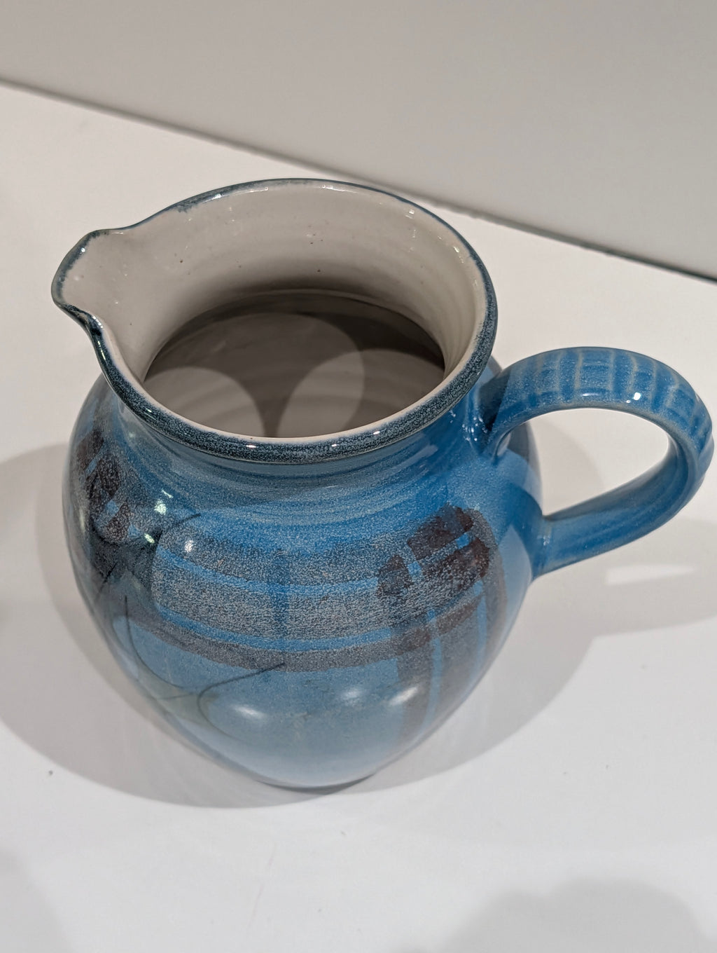 Vintage Scottish Pottery Blue Glazed Creamer Pitcher 6.5 Inch Handcrafted