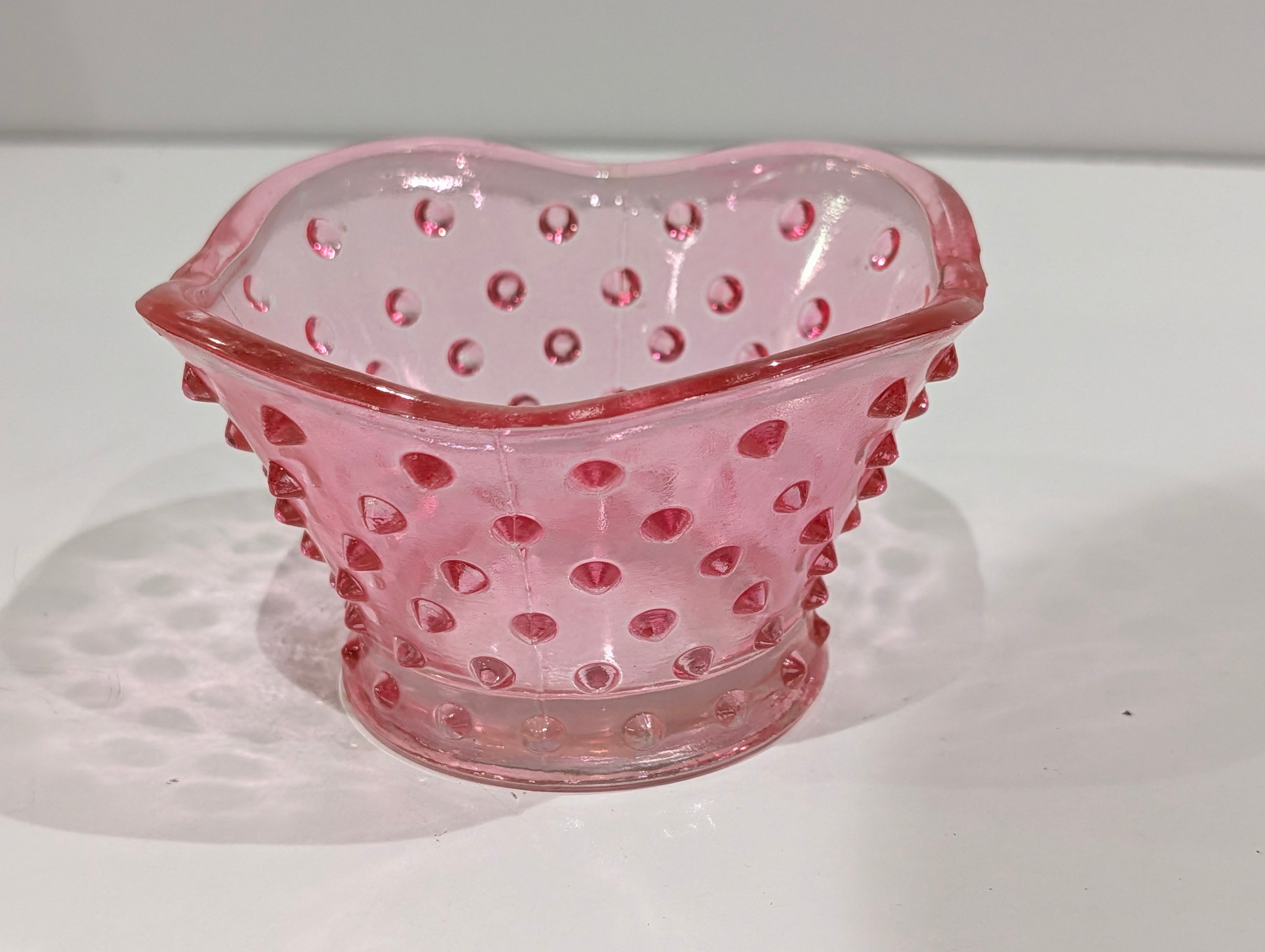 Vintage Pink Hobnail Glass Bowl Scalloped Edge Depression Style Decor Dish