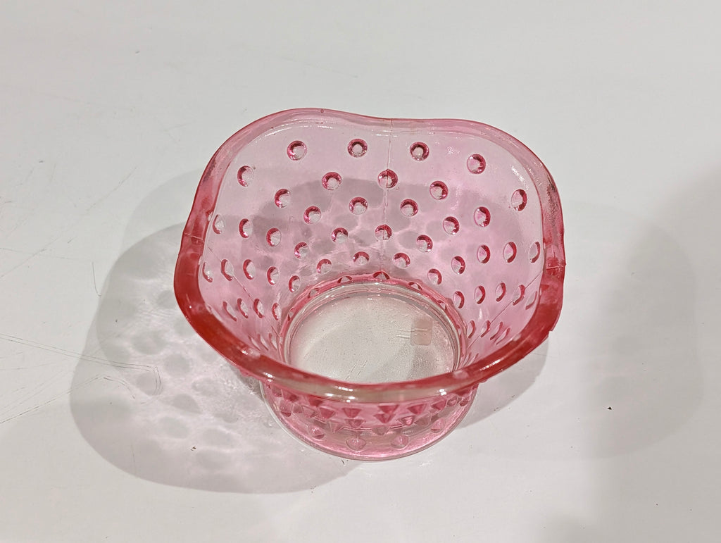 Vintage Pink Hobnail Glass Bowl Scalloped Edge Depression Style Decor Dish