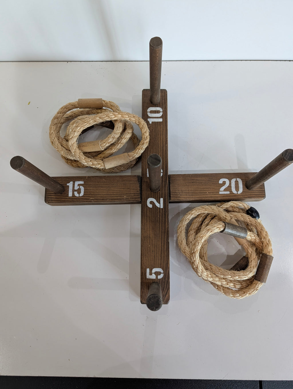 Wooden Ring Toss Game Set Rope Rings Peg Board Yard Game Rustic Decor