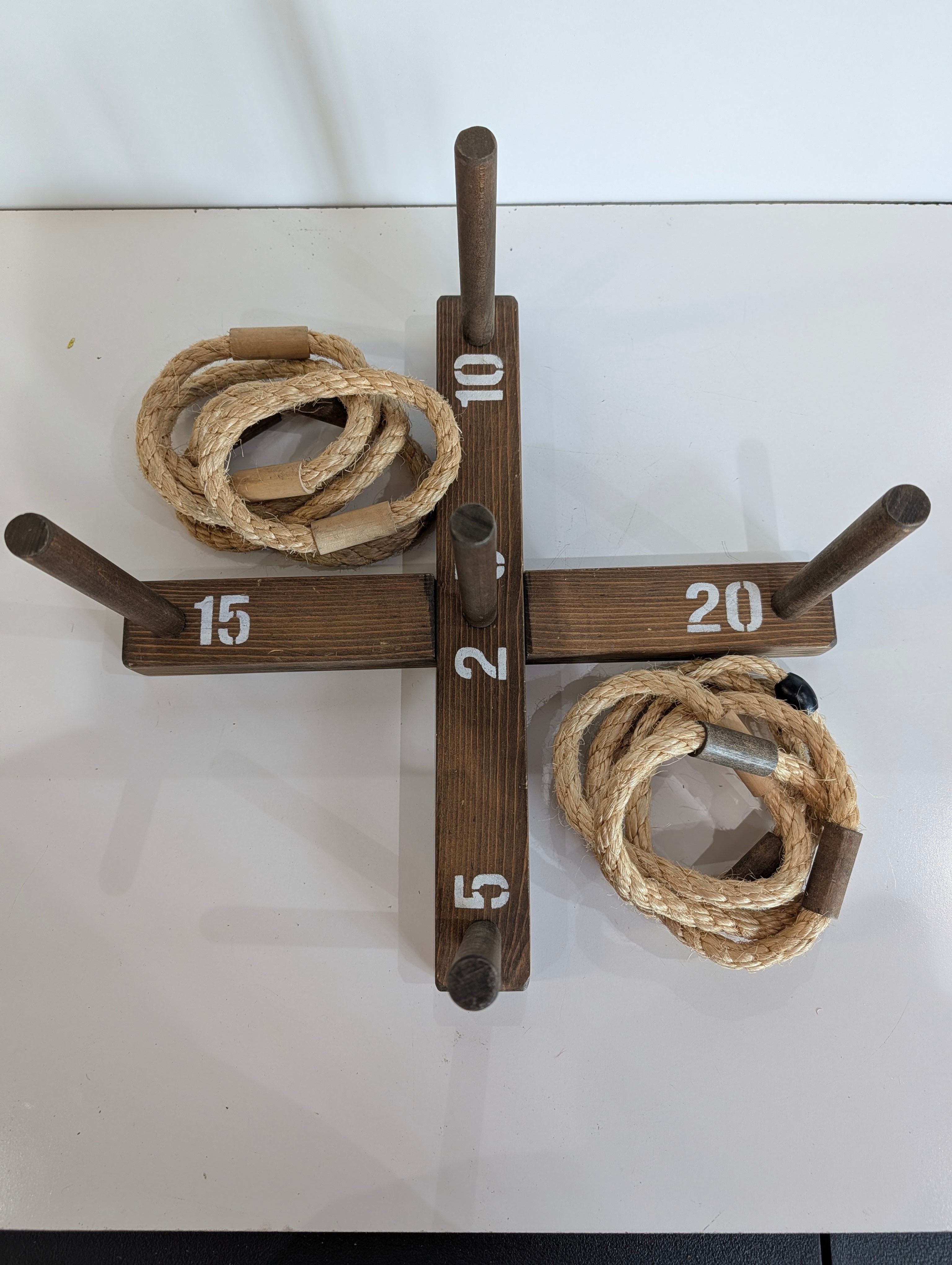 Wooden Ring Toss Game Set Rope Rings Peg Board Yard Game Rustic Decor