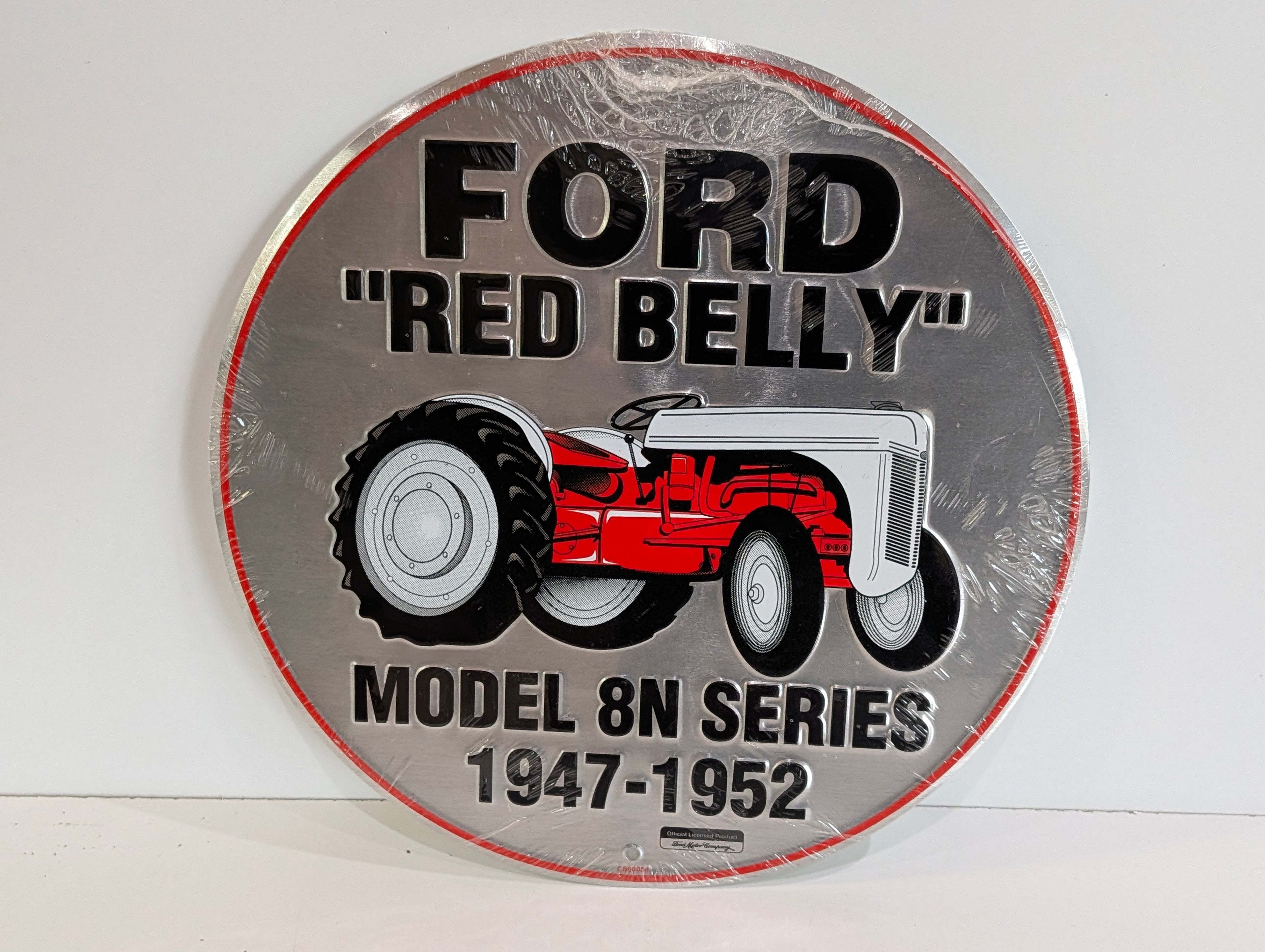 Vintage Ford Red Belly Model 8N Tractor Metal Sign 1947 1952 Farm Decor