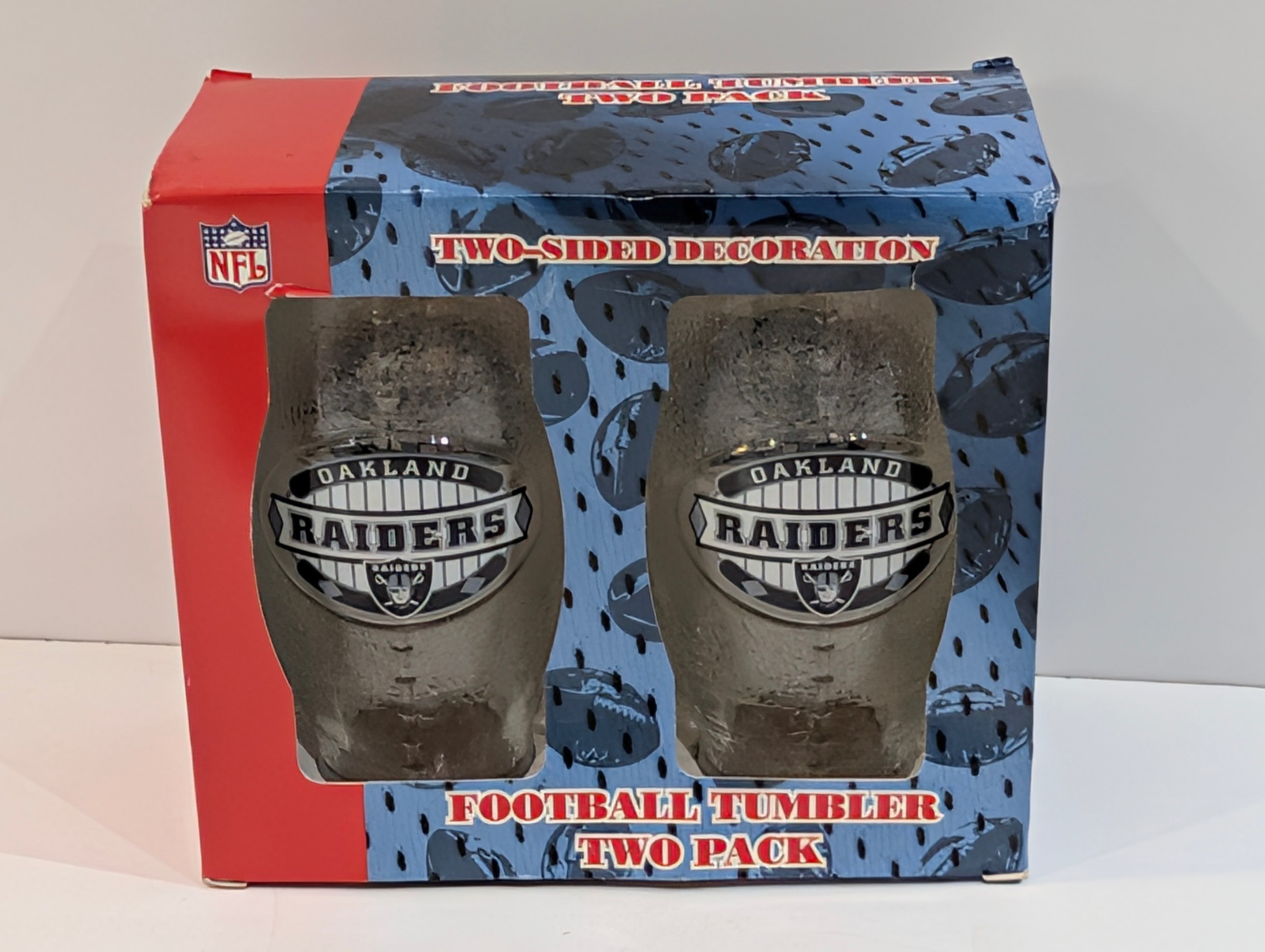 Oakland Raiders NFL Frosted Glass Tumblers Two Pack Football Barware Set