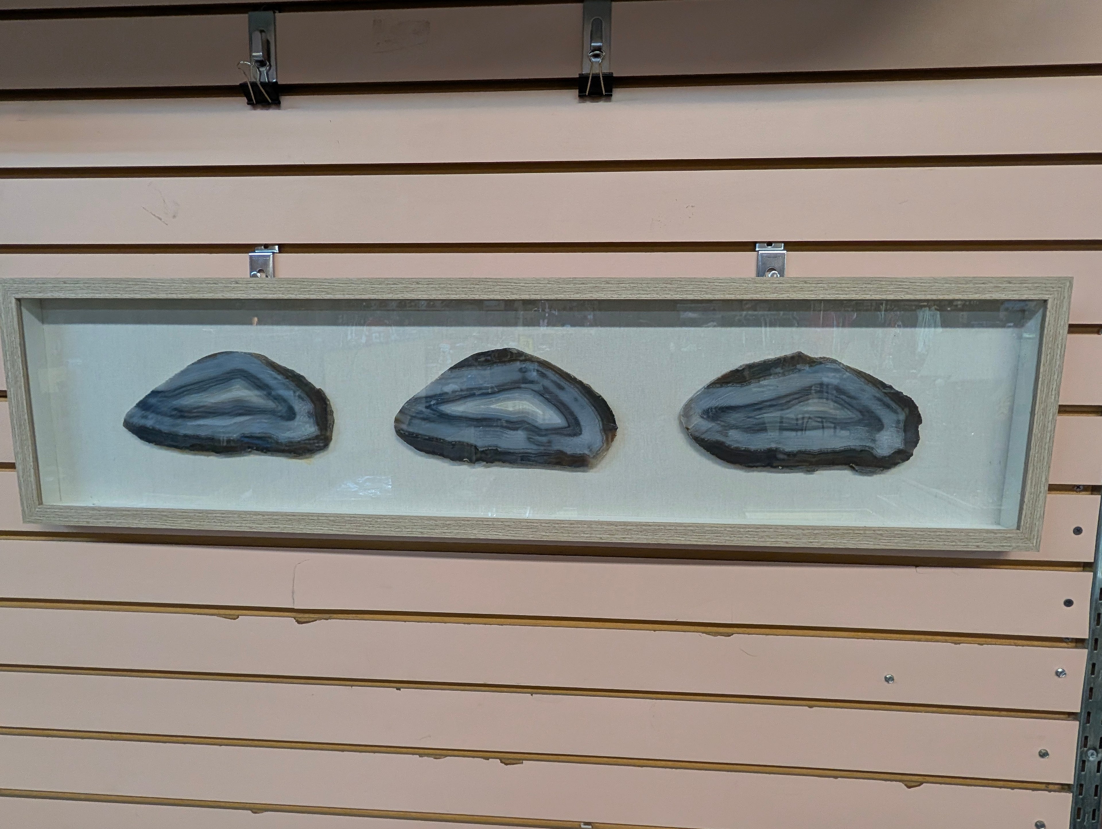 Framed Agate Slice Wall Art Natural Stone Shadow Box Decor Modern Display