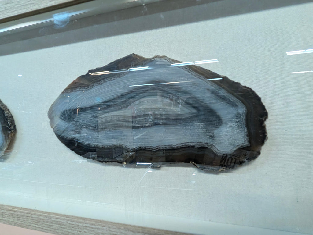Framed Agate Slice Wall Art Natural Stone Shadow Box Decor Modern Display