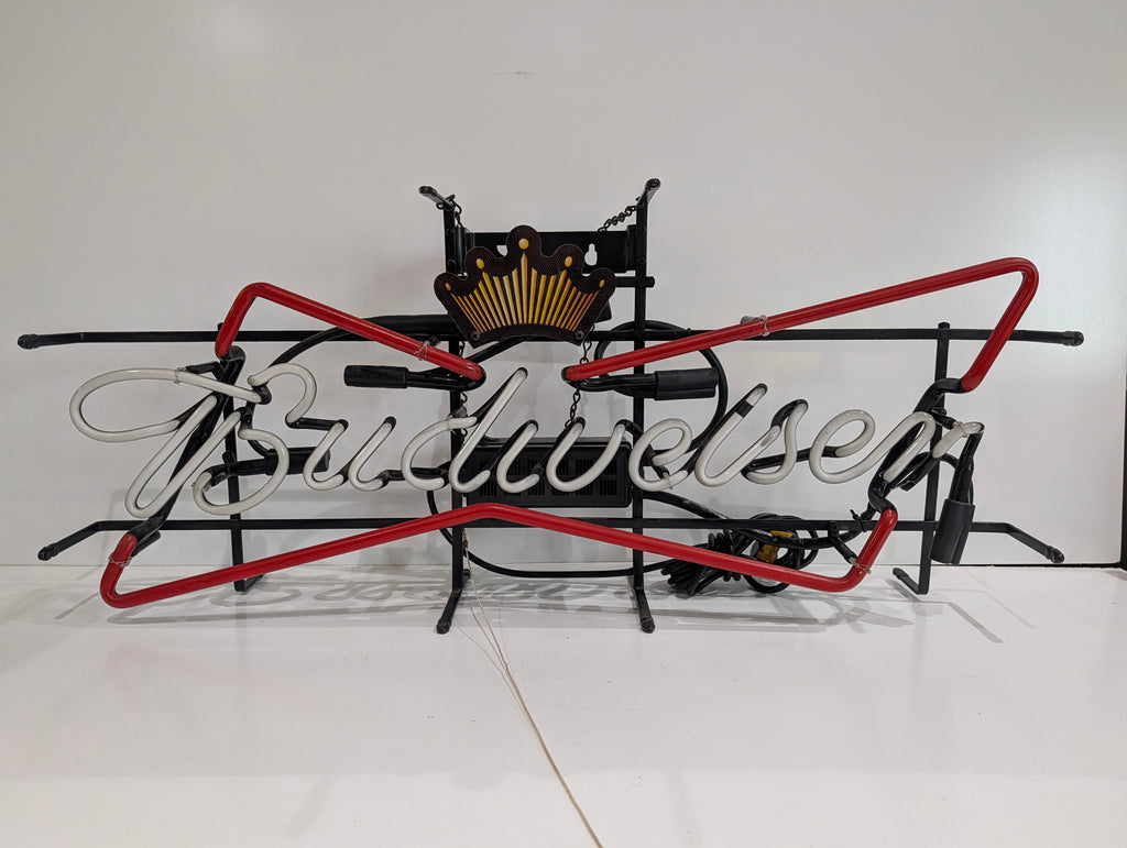 Vintage Budweiser Neon Beer Sign Crown Logo Bar Light Display Non Working