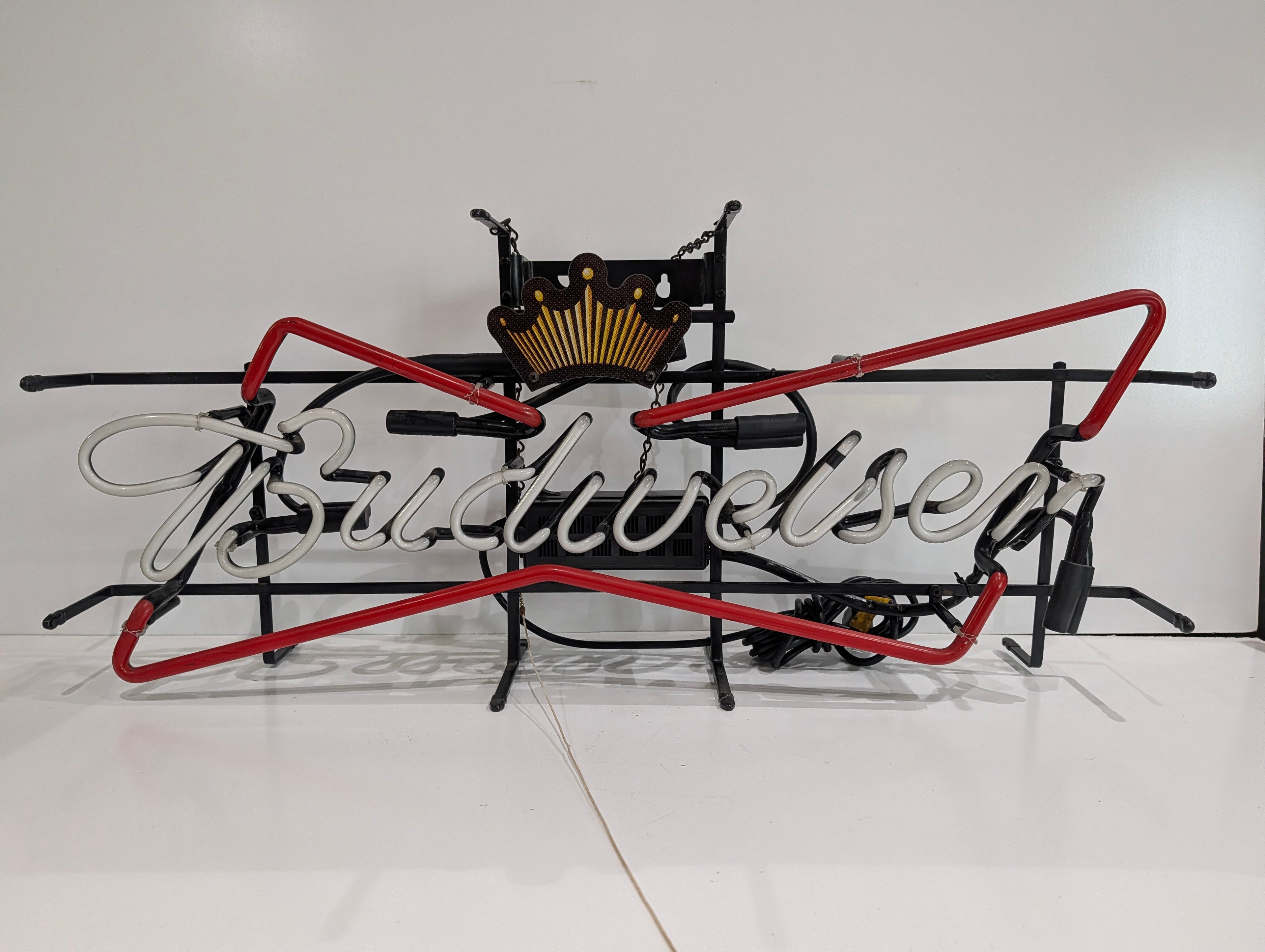 Vintage Budweiser Neon Beer Sign Crown Logo Bar Light Display Non Working