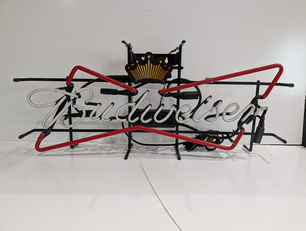 Vintage Budweiser Neon Beer Sign Crown Logo Bar Light Display Non Working