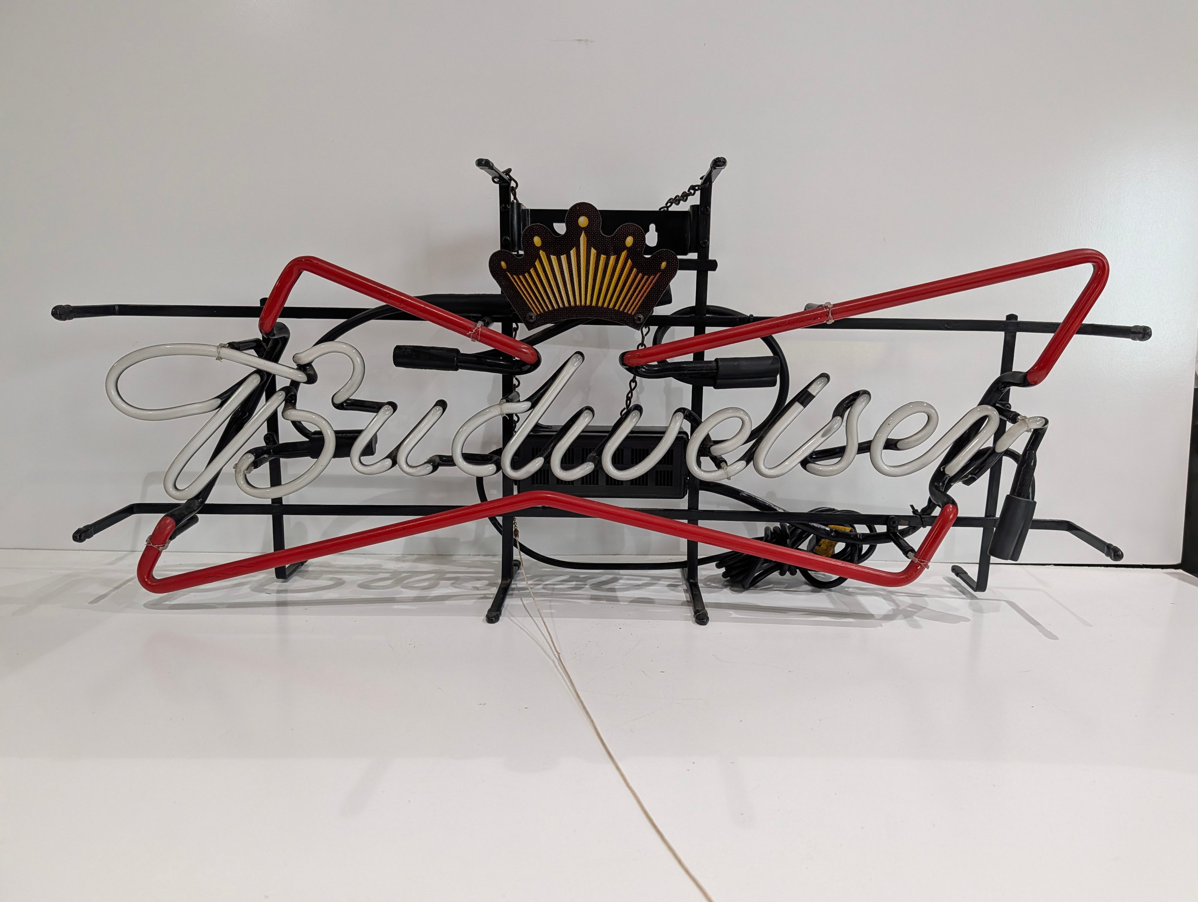 Vintage Budweiser Neon Beer Sign Crown Logo Bar Light Display Non Working