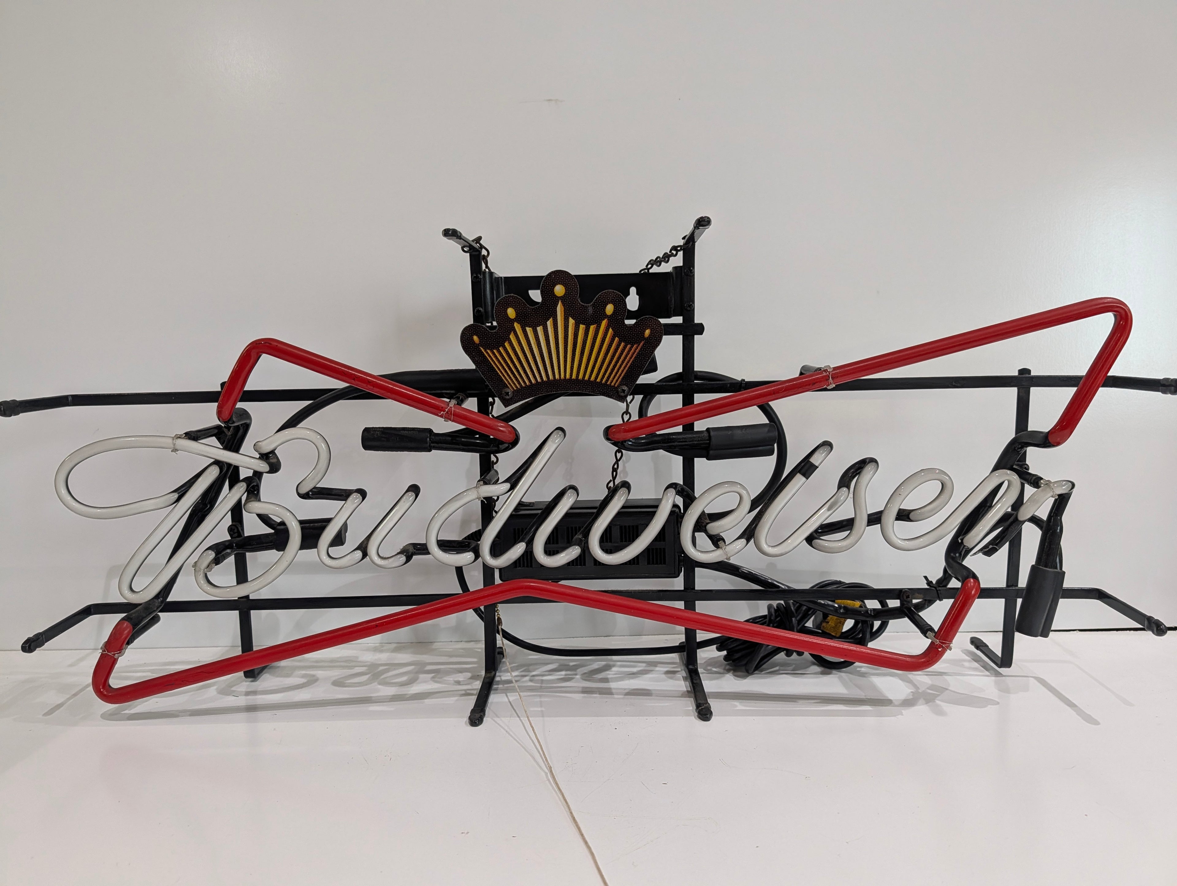 Vintage Budweiser Neon Beer Sign Crown Logo Bar Light Display Non Working