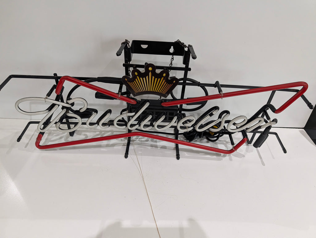 Vintage Budweiser Neon Beer Sign Crown Logo Bar Light Display Non Working